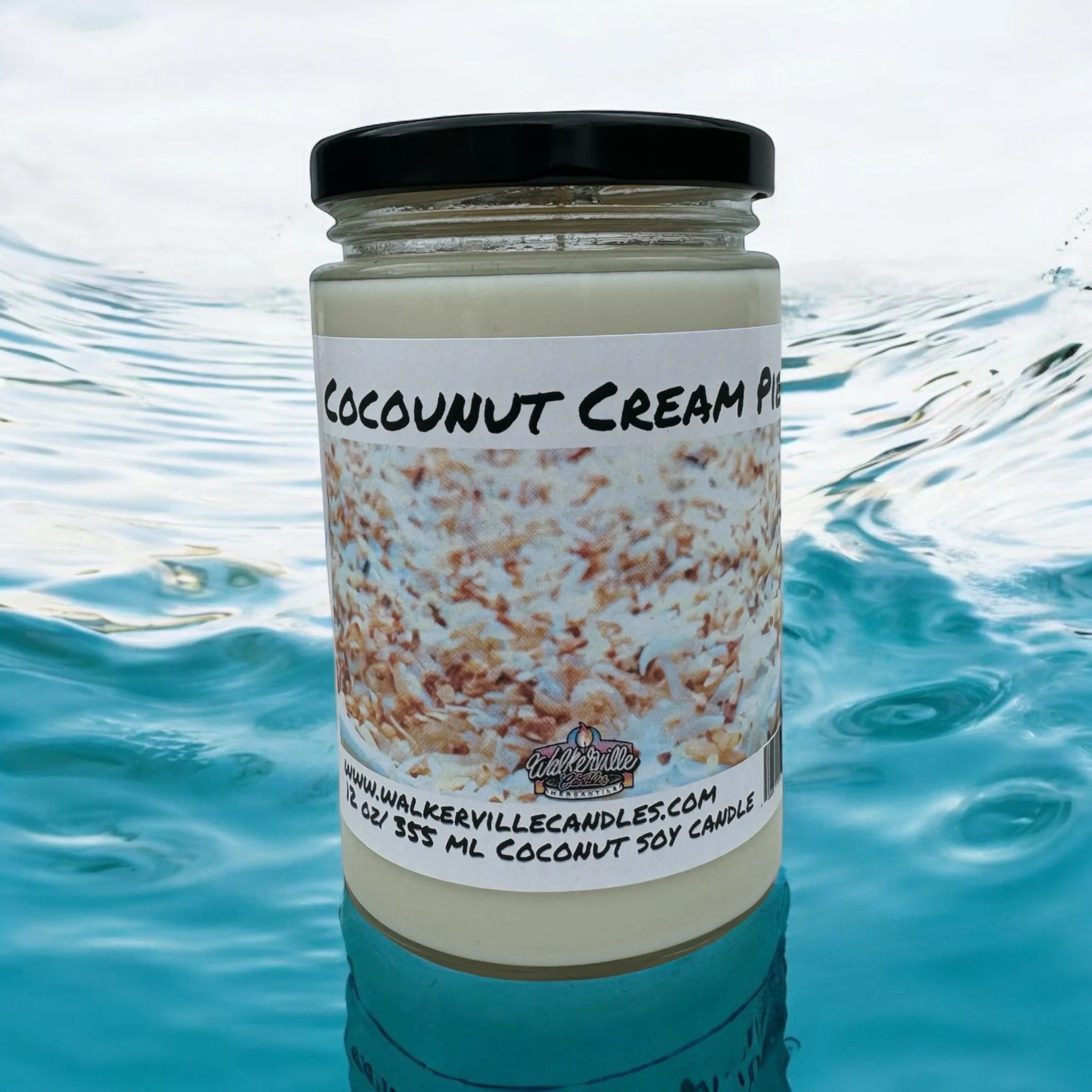 Coconut Cream Pie Vegan Coconut Soy 12 oz/ 355 ml Candle Hand-poured, Eco-friendly, Clean Burning, Bakery, Food, Drink Wood Wick