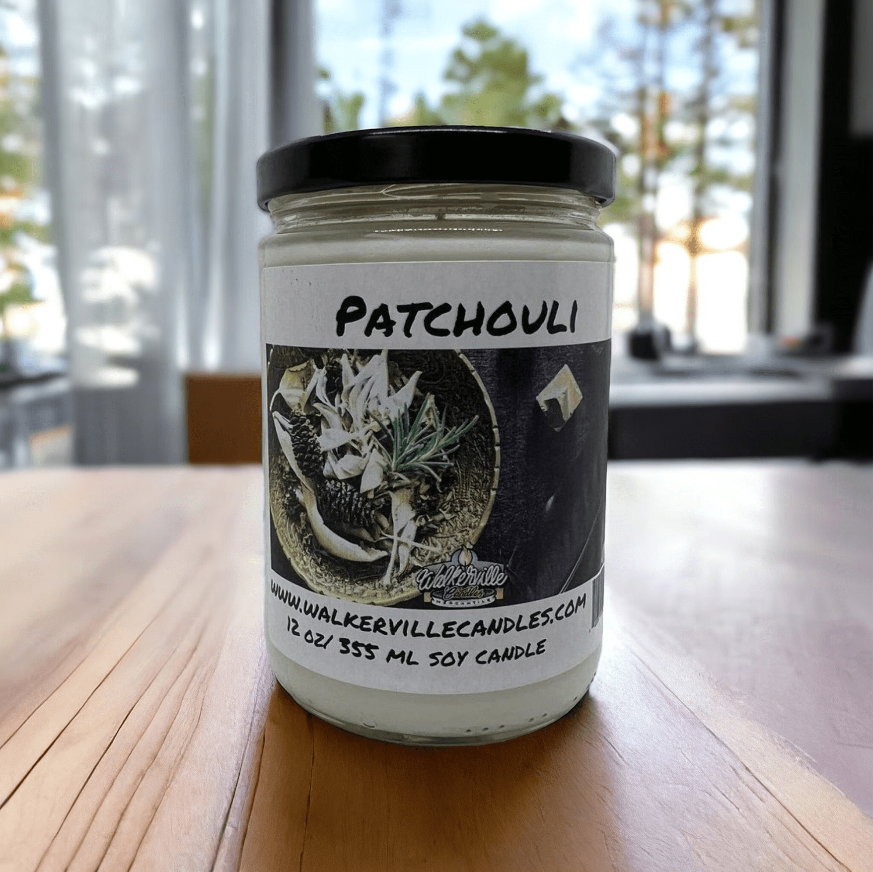 Patchouli Coconut Soy 12.5 oz/ 375 ml Candle Wood Wick - Walkerville Candles