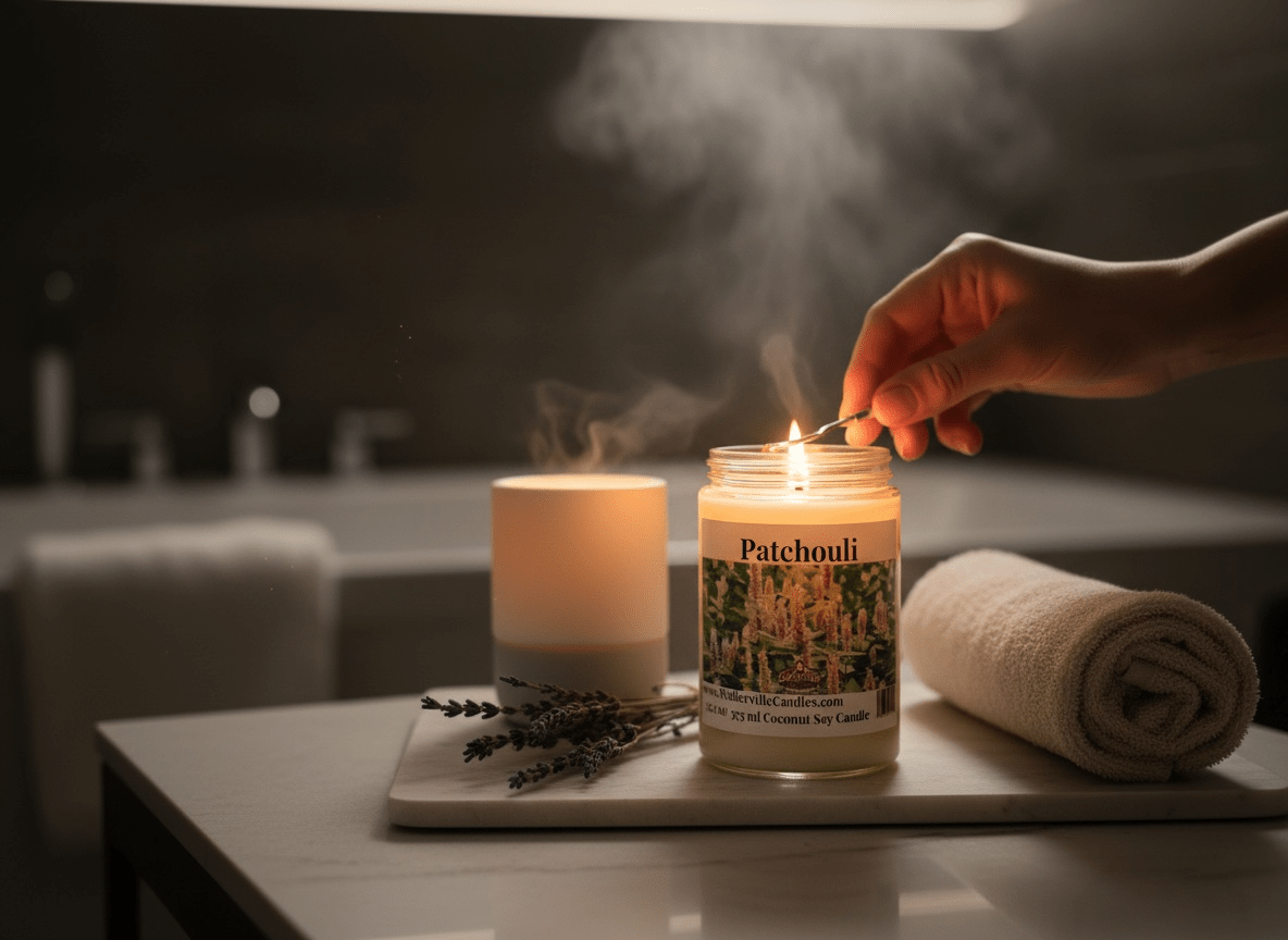 Patchouli Coconut Soy 12.5 oz/ 375 ml Candle Wood Wick - Walkerville Candles