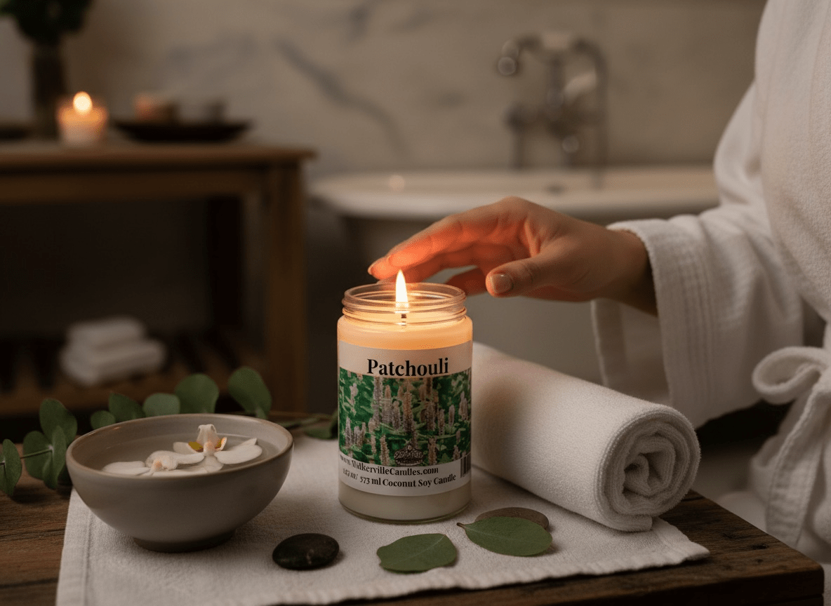 Patchouli Coconut Soy 12.5 oz/ 375 ml Candle Wood Wick - Walkerville Candles