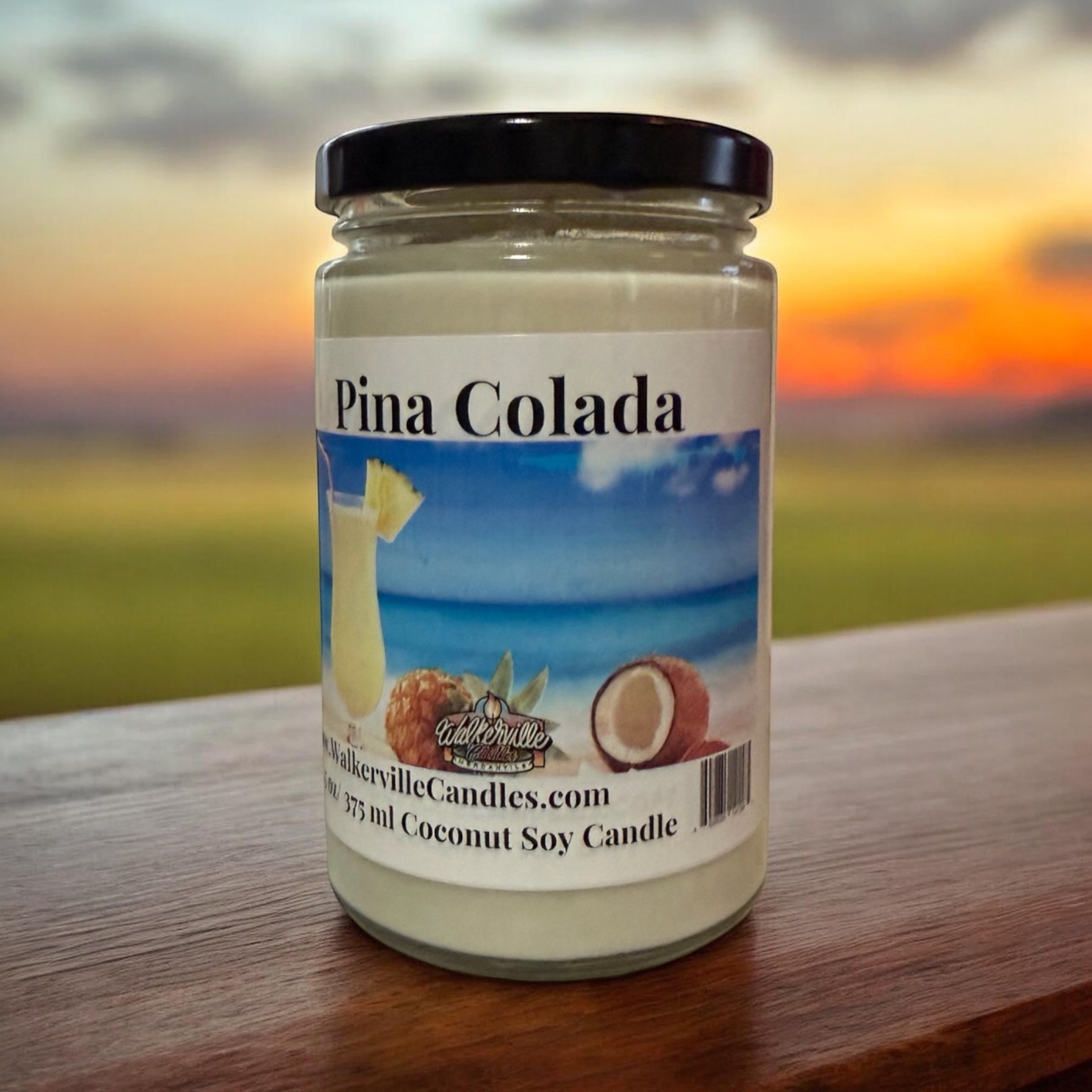 Pina Colada Coconut Soy 12.5 oz/ 375 ml Candle Wood Wick - Walkerville Candles