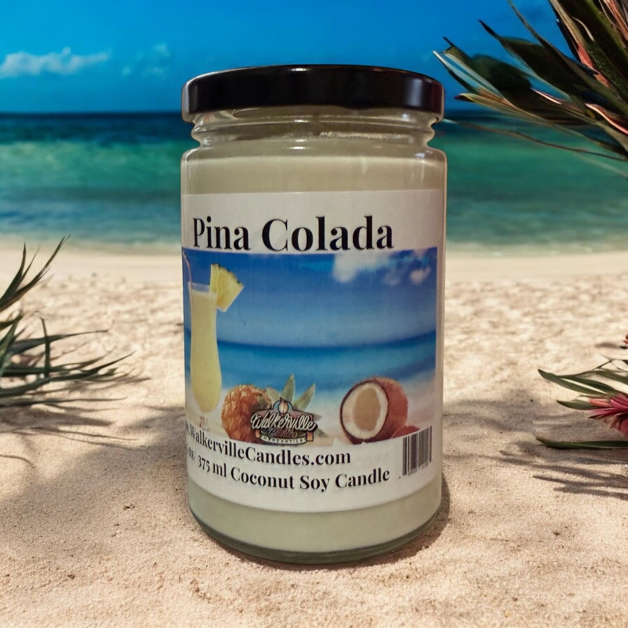Pina Colada Coconut Soy 12.5 oz/ 375 ml Candle Wood Wick - Walkerville Candles