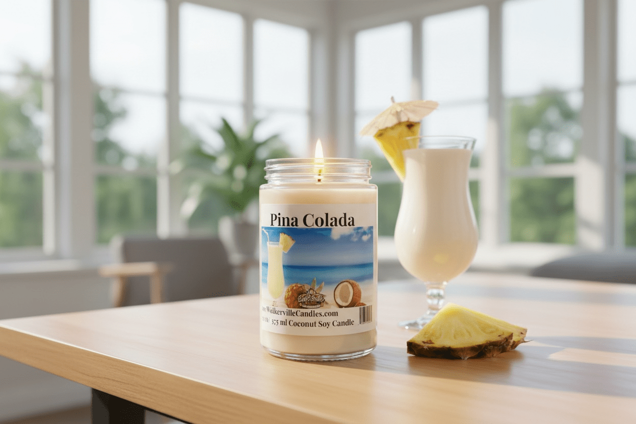 Pina Colada Coconut Soy 12.5 oz/ 375 ml Candle Wood Wick - Walkerville Candles