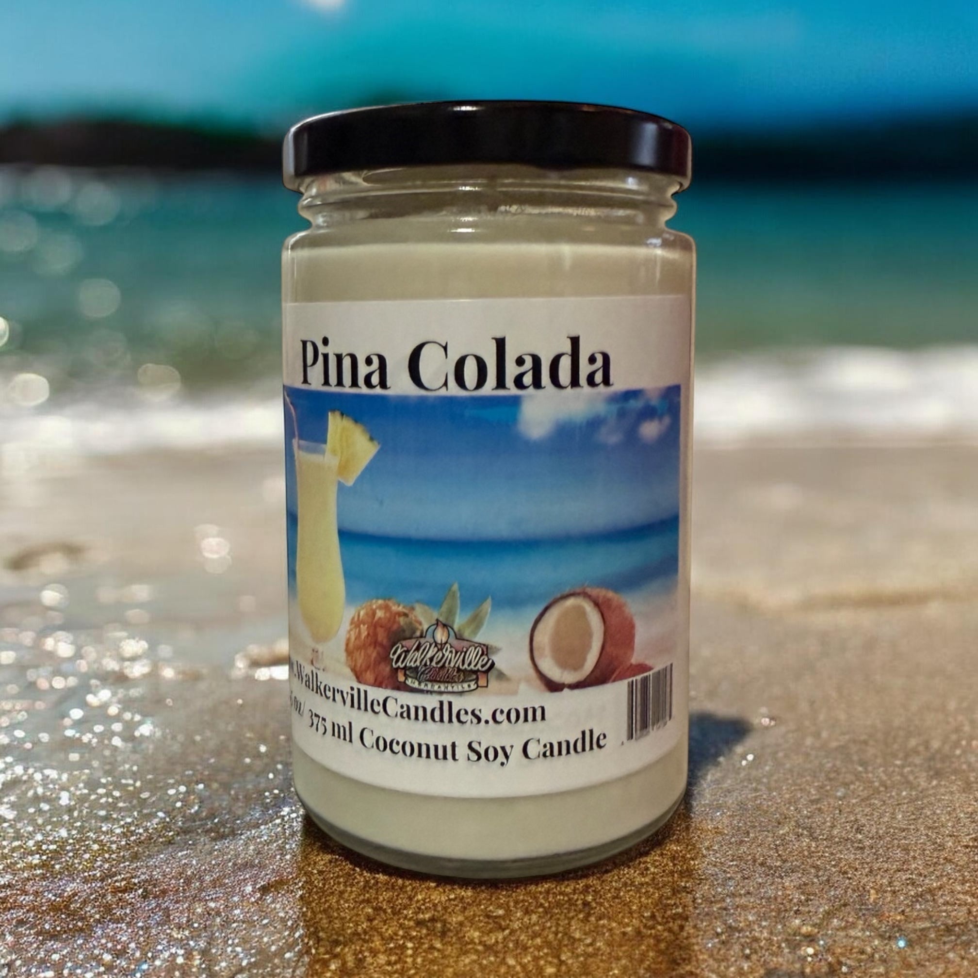 Pina Colada Coconut Soy 12.5 oz/ 375 ml Candle Wood Wick - Walkerville Candles
