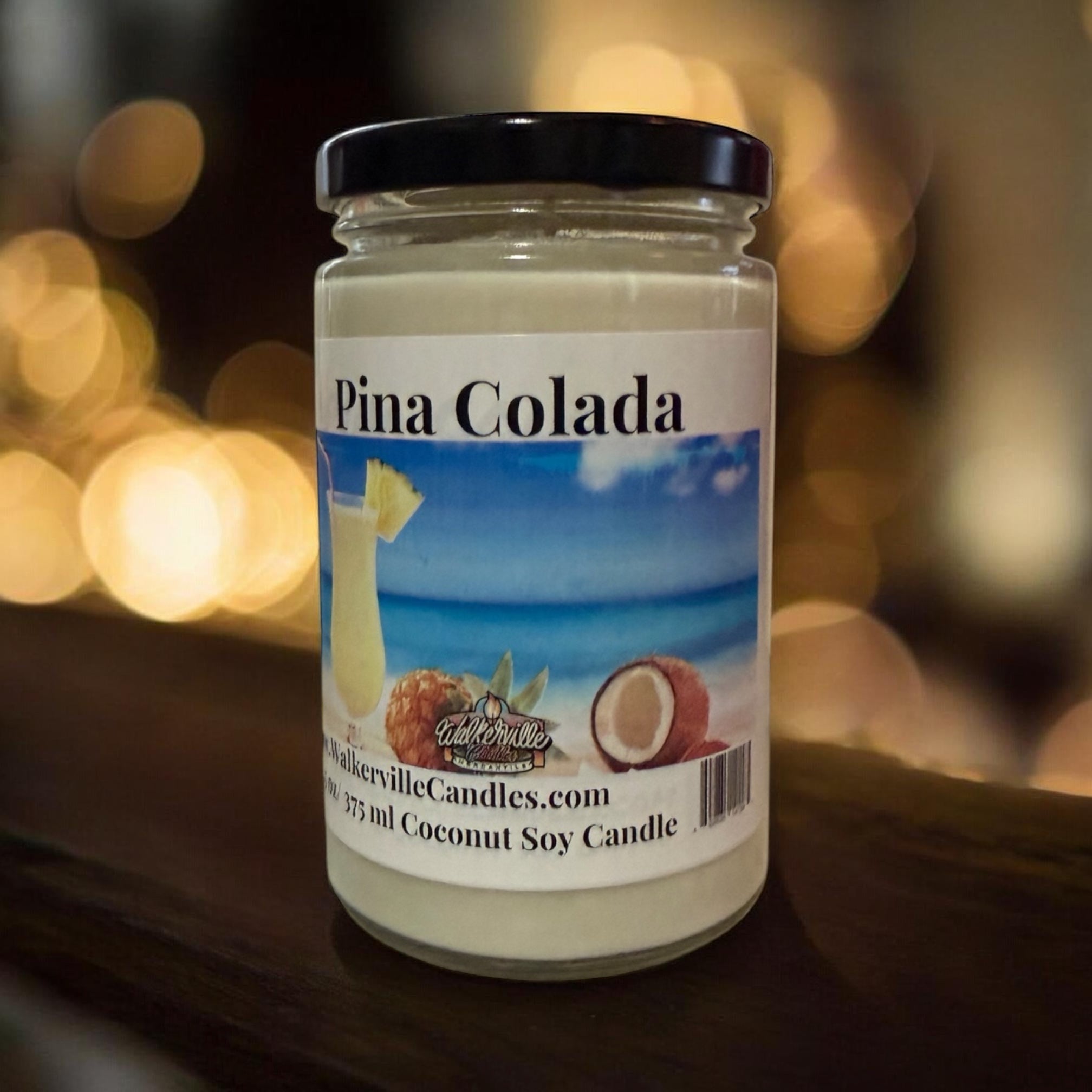 Pina Colada Coconut Soy 12.5 oz/ 375 ml Candle Wood Wick - Walkerville Candles