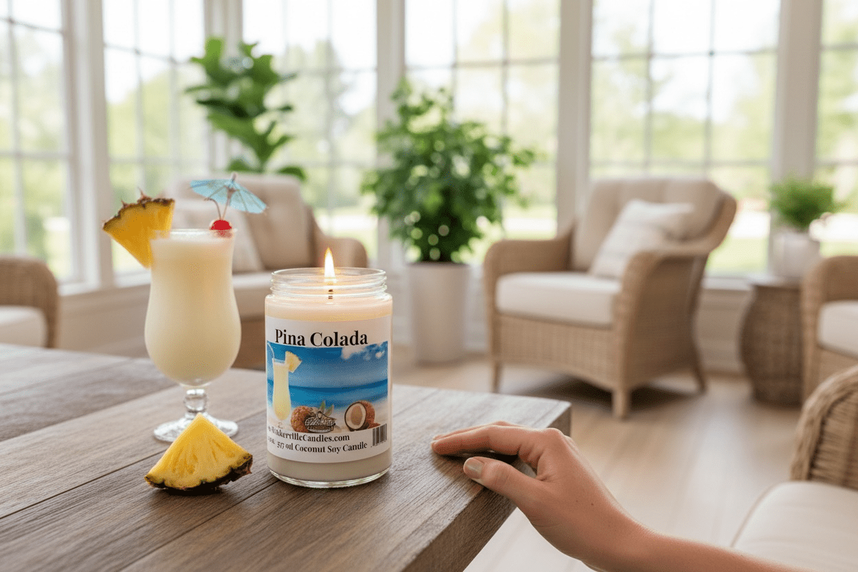 Pina Colada Coconut Soy 12.5 oz/ 375 ml Candle Wood Wick - Walkerville Candles