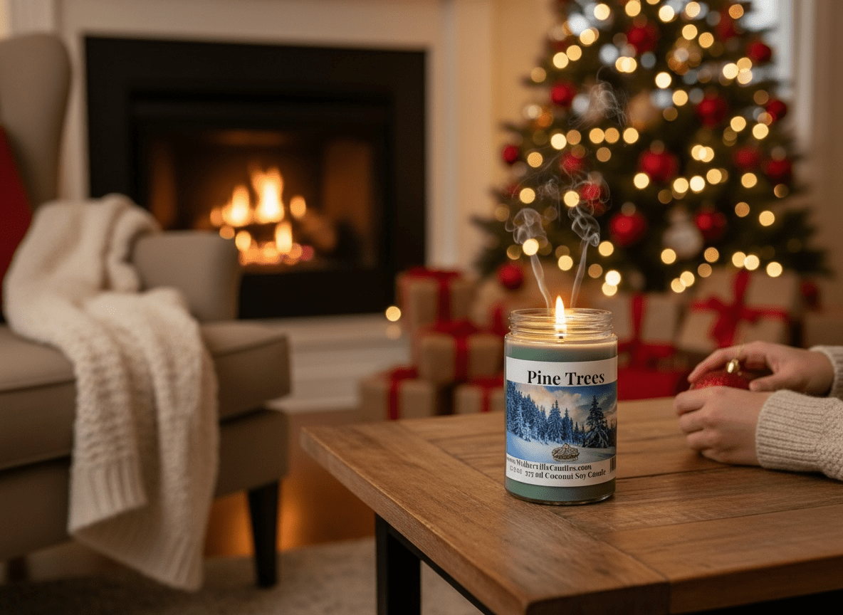 Pine Trees Coconut Soy 12.5 oz/ 375 ml Candle Wood Wick - Walkerville Candles