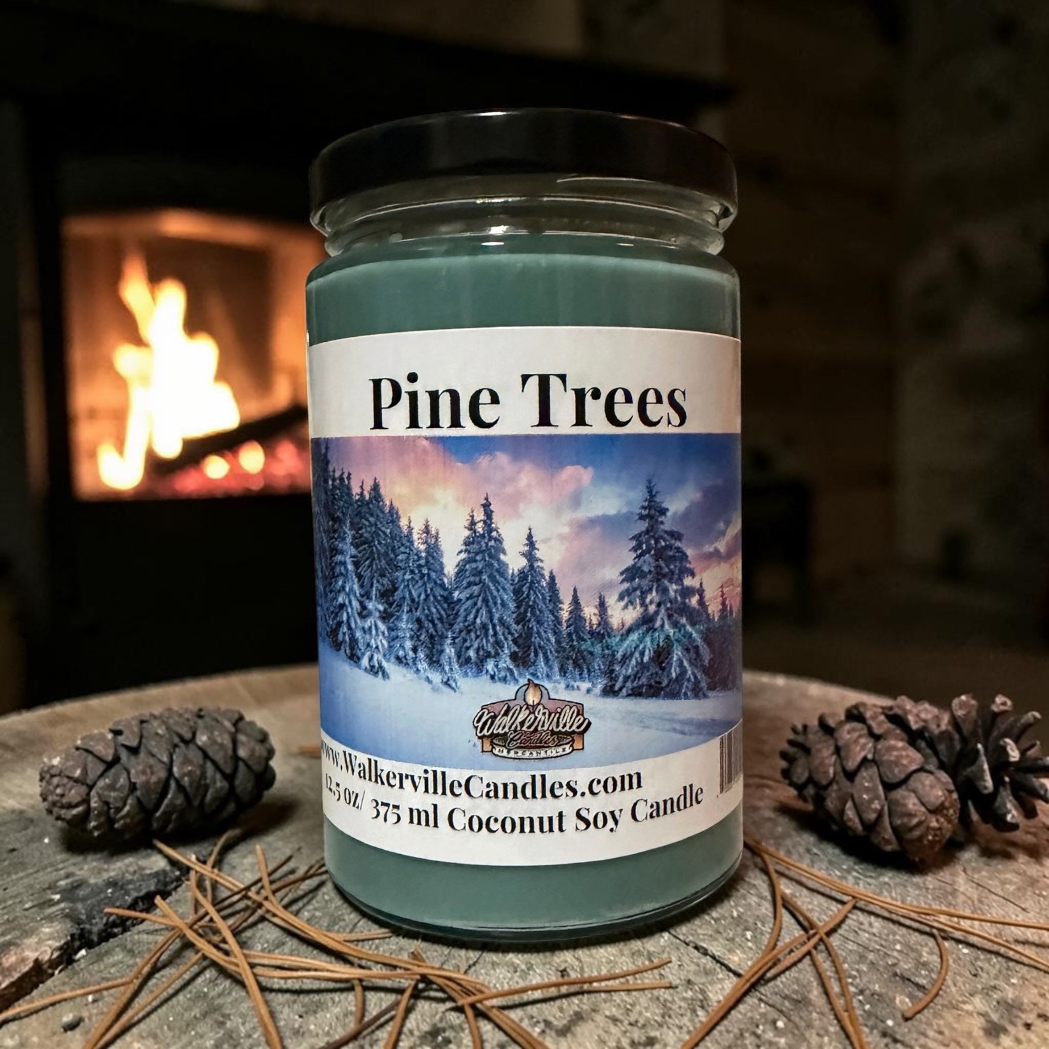 Pine Trees Coconut Soy 12.5 oz/ 375 ml Candle Wood Wick - Walkerville Candles