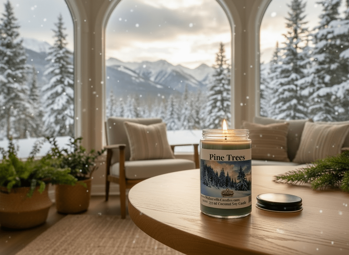 Pine Trees Coconut Soy 12.5 oz/ 375 ml Candle Wood Wick - Walkerville Candles