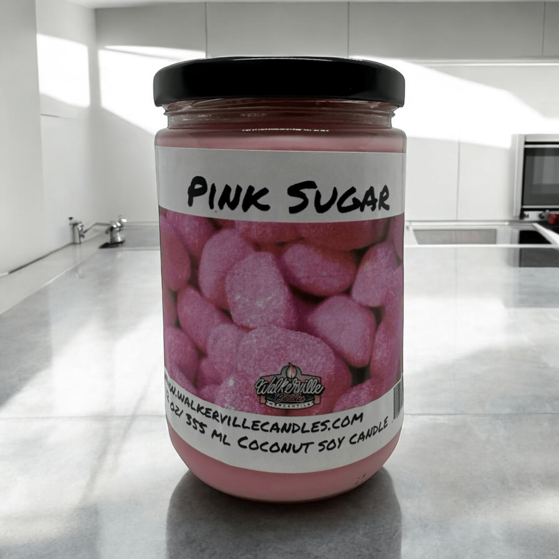 Pink Sugar Coconut Soy 12.5 oz/ 375 ml Candle Wood Wick - Walkerville Candles