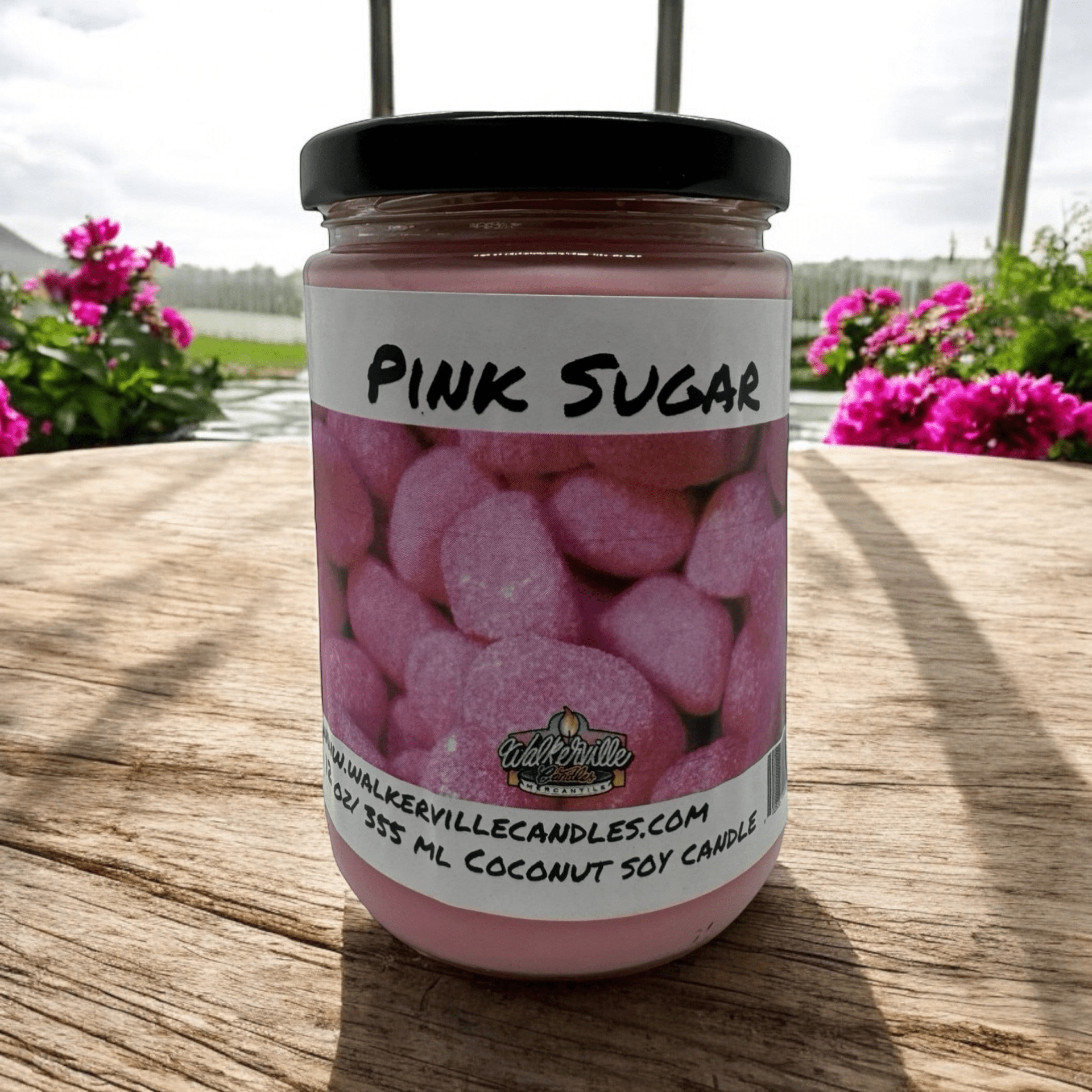 Pink Sugar Coconut Soy 12.5 oz/ 375 ml Candle Wood Wick - Walkerville Candles