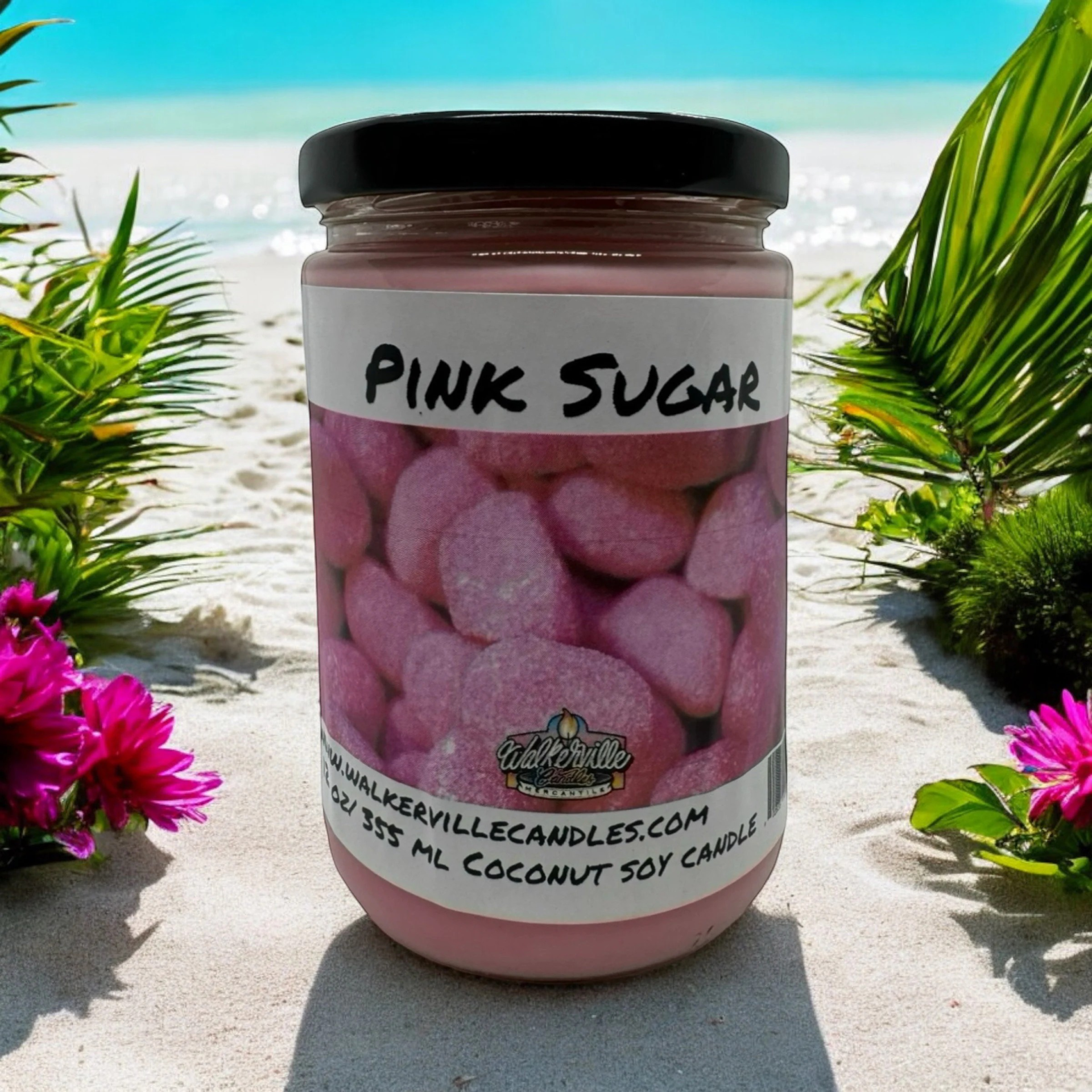Pink Sugar Coconut Soy 12.5 oz/ 375 ml Candle Wood Wick - Walkerville Candles