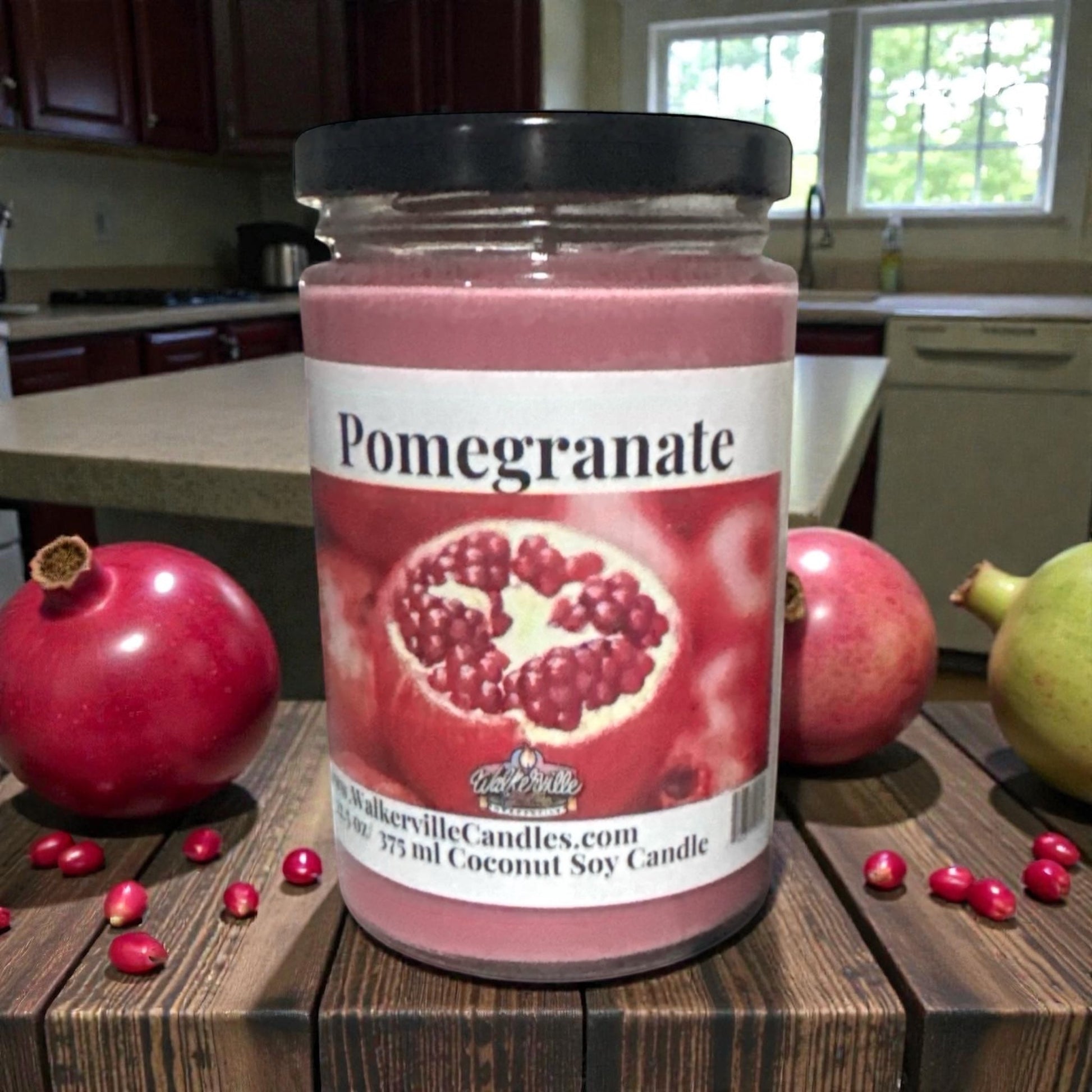 Pomegranate Coconut Soy 12.5 oz/ 375 ml Candle Wood Wick - Walkerville Candles