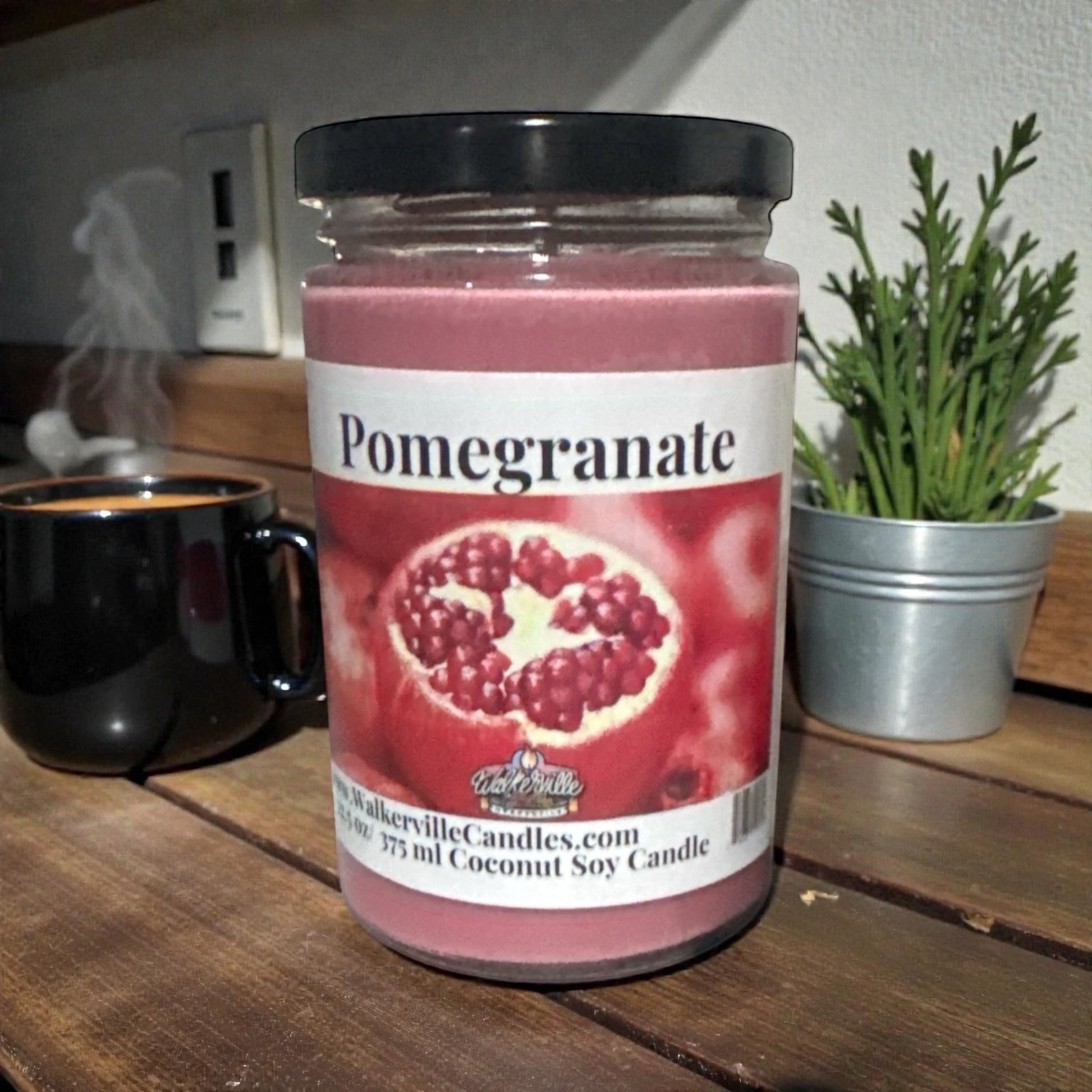 Pomegranate Coconut Soy 12.5 oz/ 375 ml Candle Wood Wick - Walkerville Candles