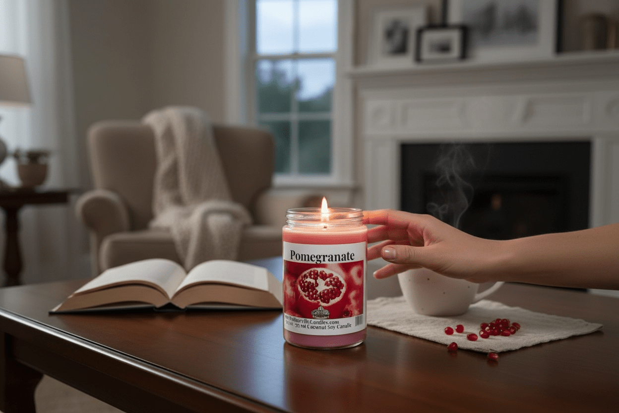 Pomegranate Coconut Soy 12.5 oz/ 375 ml Candle Wood Wick - Walkerville Candles