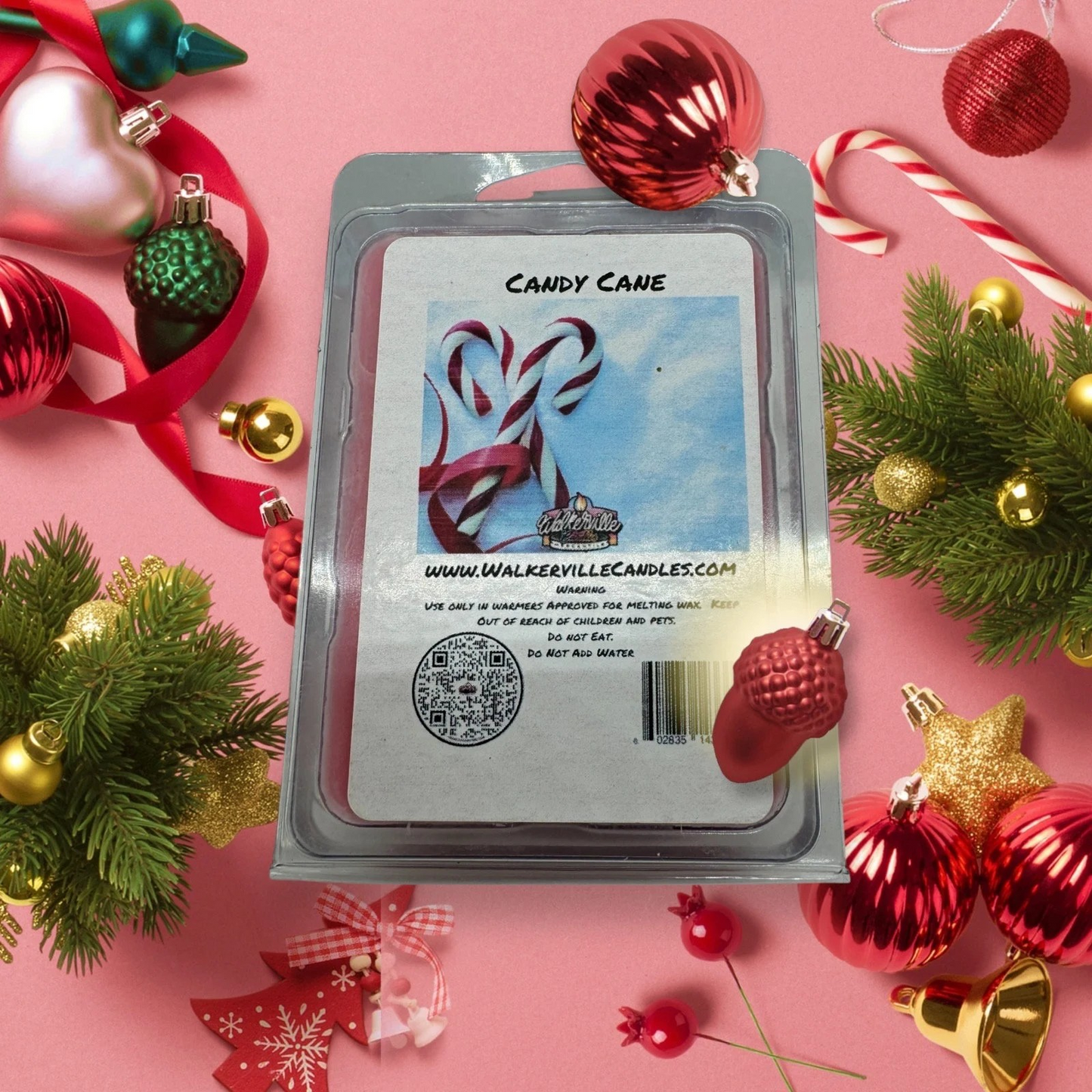 Candy Cane Scented Handmade, Eco-friendly Wax Melt