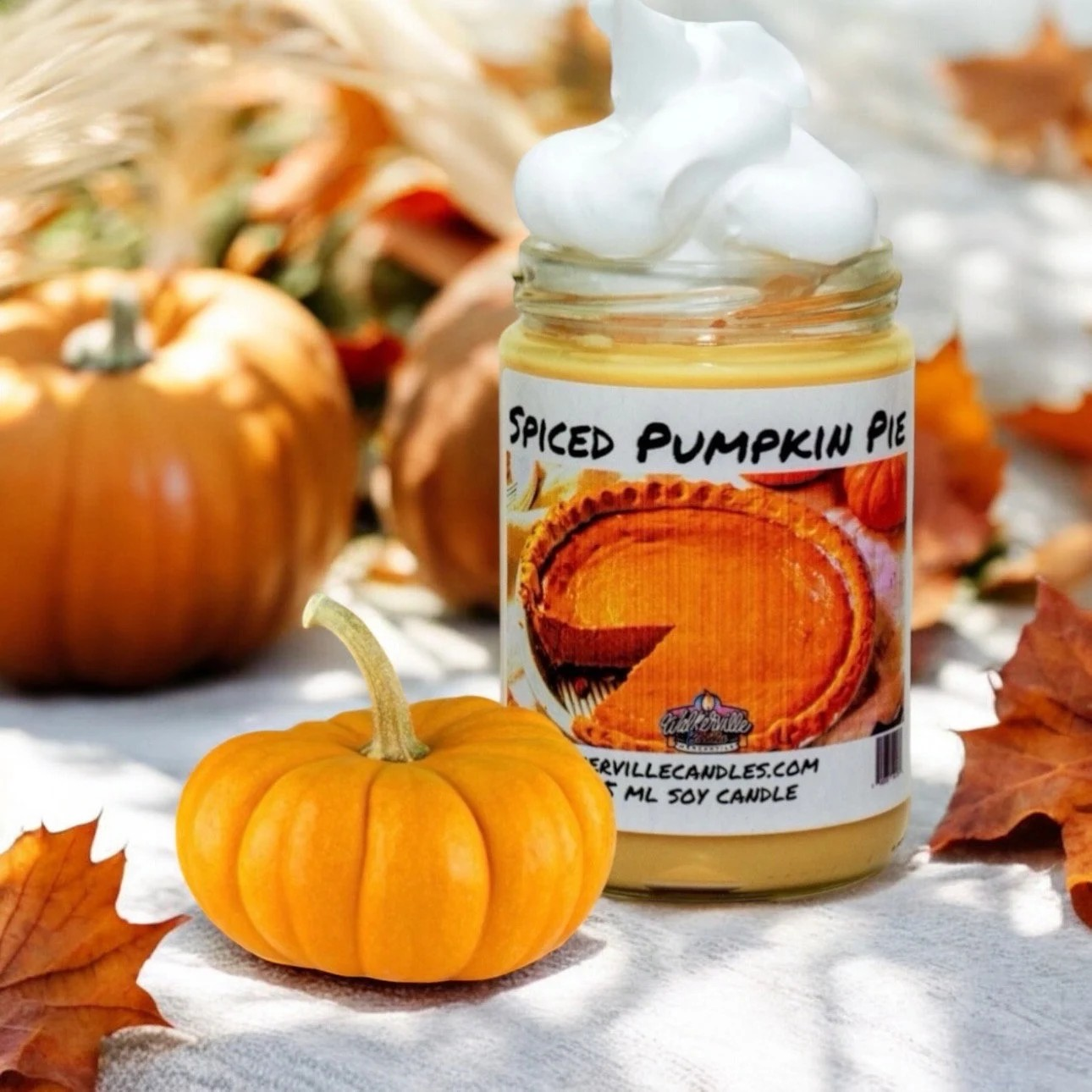 Spiced Pumpkin Pie 100% Coconut Soy Eco-friendly 12 oz Candle Wood Wick