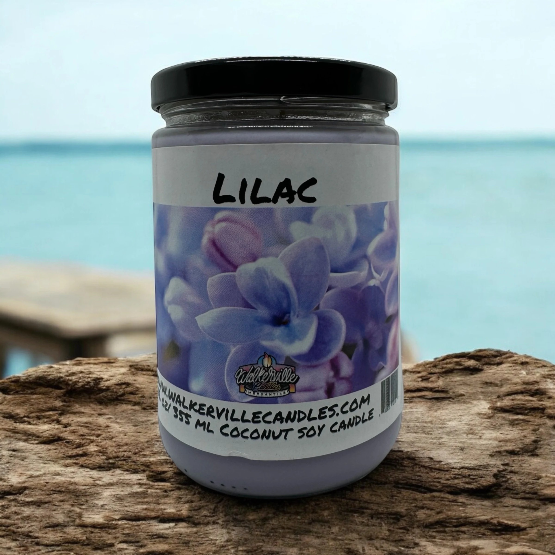 Lilac Vegan Coconut Soy 12 oz/ 355 ml Candle Hand-poured, Eco-friendly, Clean Burning, Floral Wood Wick