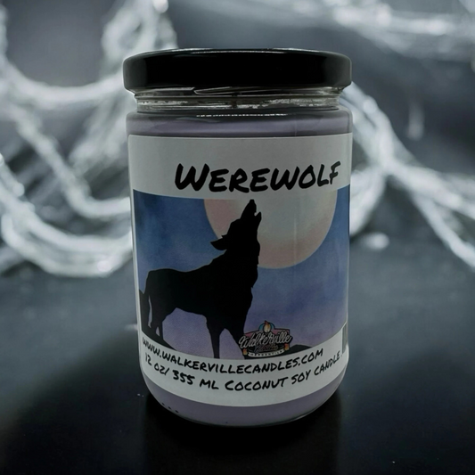 Werewolf 100% Coconut Soy Eco-friendly 12 oz Candle Wood Wick