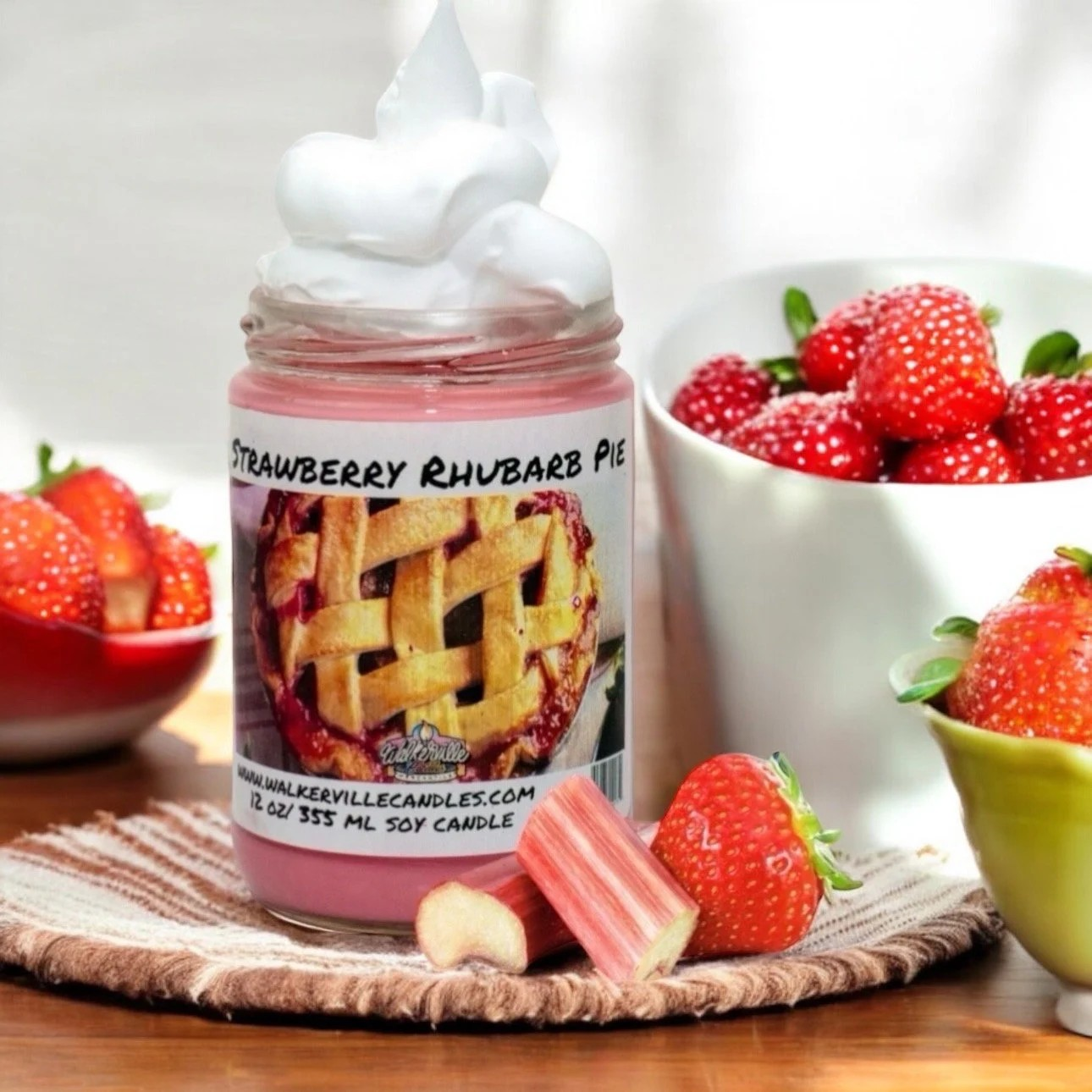 Strawberry Rhubarb Pie 100% Coconut Soy Eco-friendly 12 oz Candle