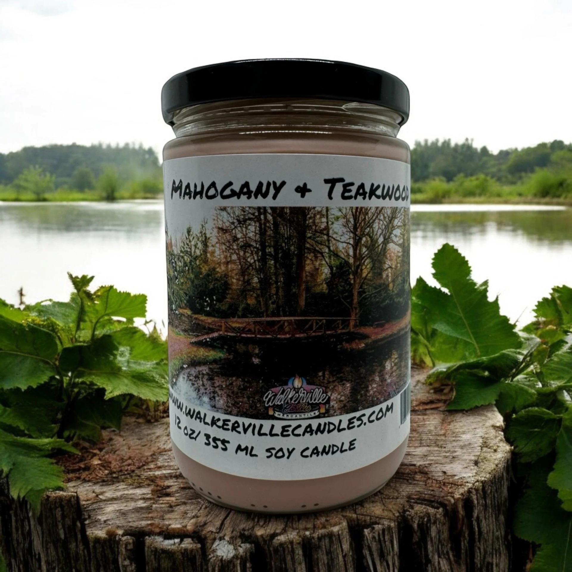 Mahogany & Teakwood Vegan Coconut Soy 12 oz/ 355 ml Candle Hand-poured, Eco-friendly, Clean Burning, Woodsy/ Clean Wood Wick