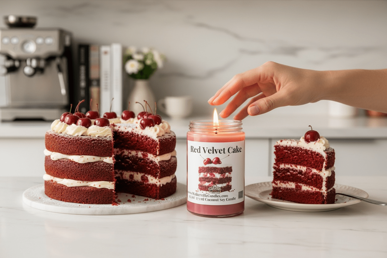 Red Velvet Cake Coconut Soy 12.5 oz/ 375 ml Candle Wood Wick - Walkerville Candles