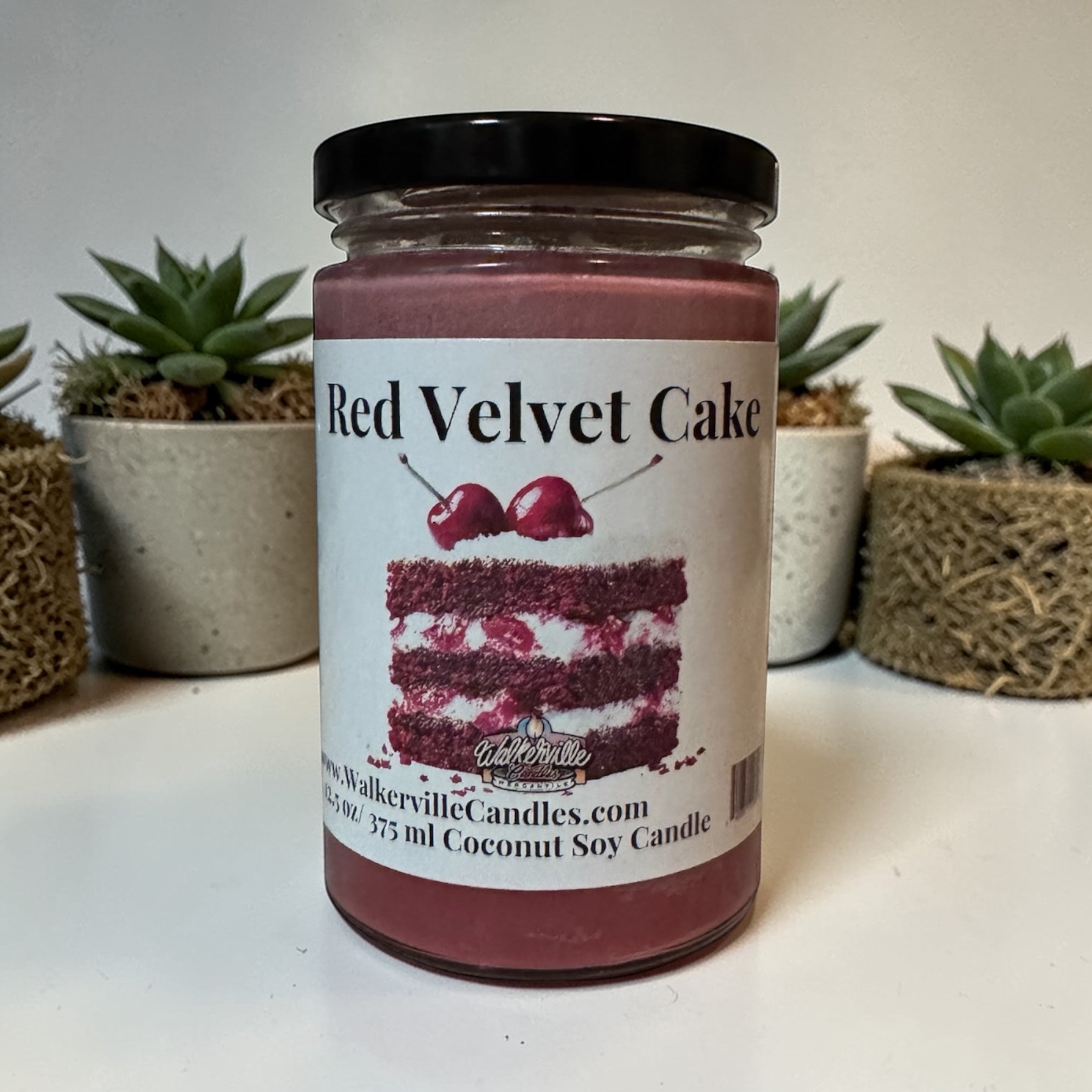 Red Velvet Cake Coconut Soy 12.5 oz/ 375 ml Candle Wood Wick - Walkerville Candles