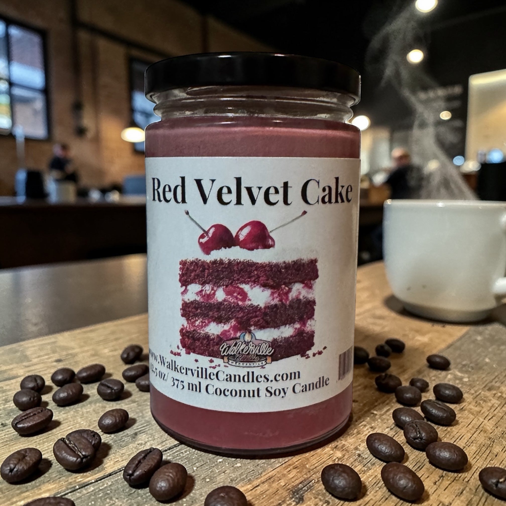 Red Velvet Cake Coconut Soy 12.5 oz/ 375 ml Candle Wood Wick - Walkerville Candles