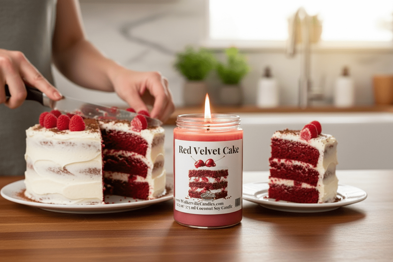 Red Velvet Cake Coconut Soy 12.5 oz/ 375 ml Candle Wood Wick - Walkerville Candles