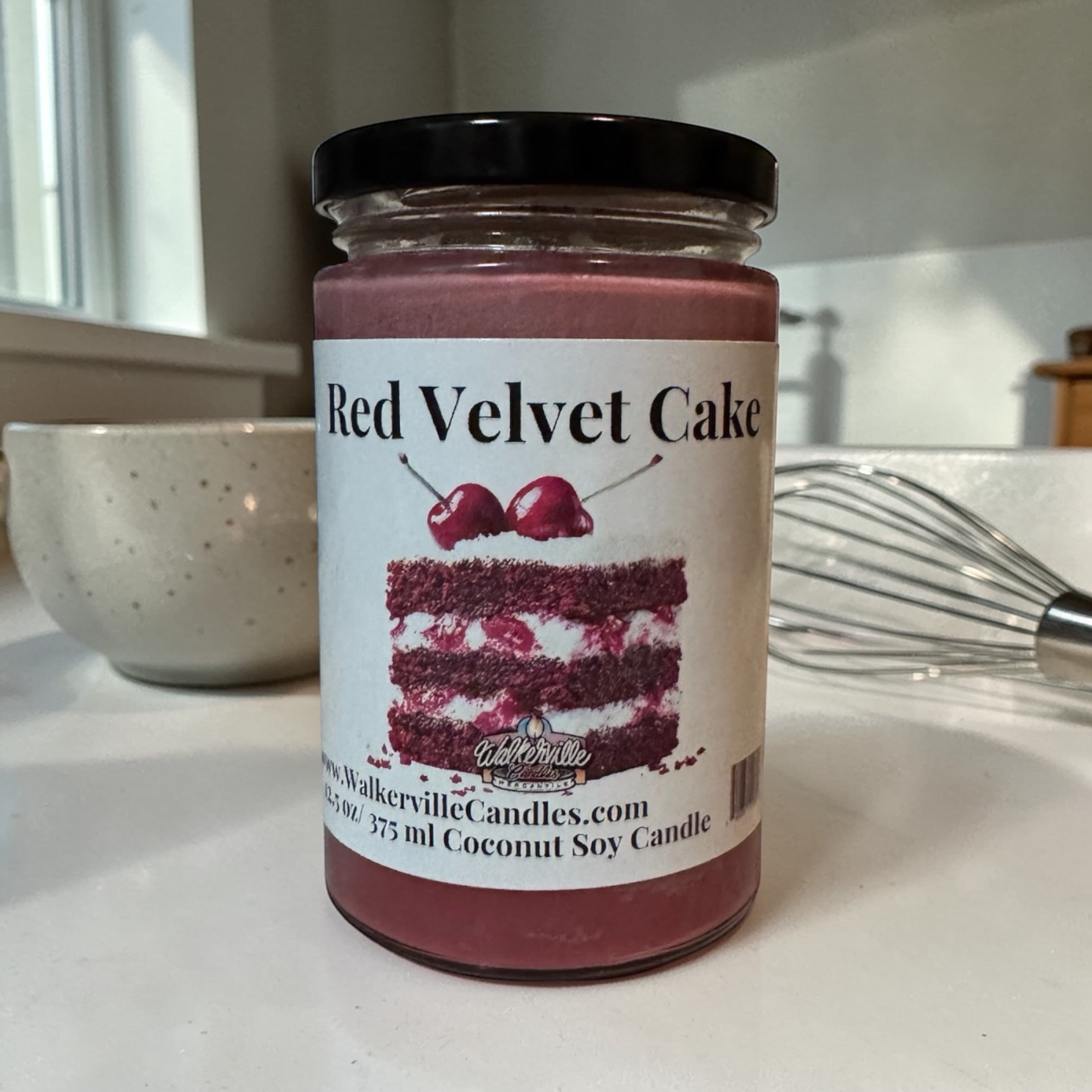Red Velvet Cake Coconut Soy 12.5 oz/ 375 ml Candle Wood Wick - Walkerville Candles