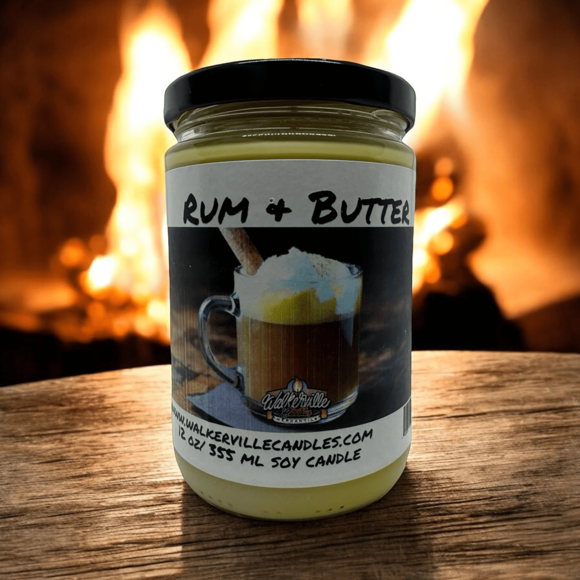 Rum & Butter Coconut Soy 12.5 oz/ 375 ml Candle Wood Wick - Walkerville Candles