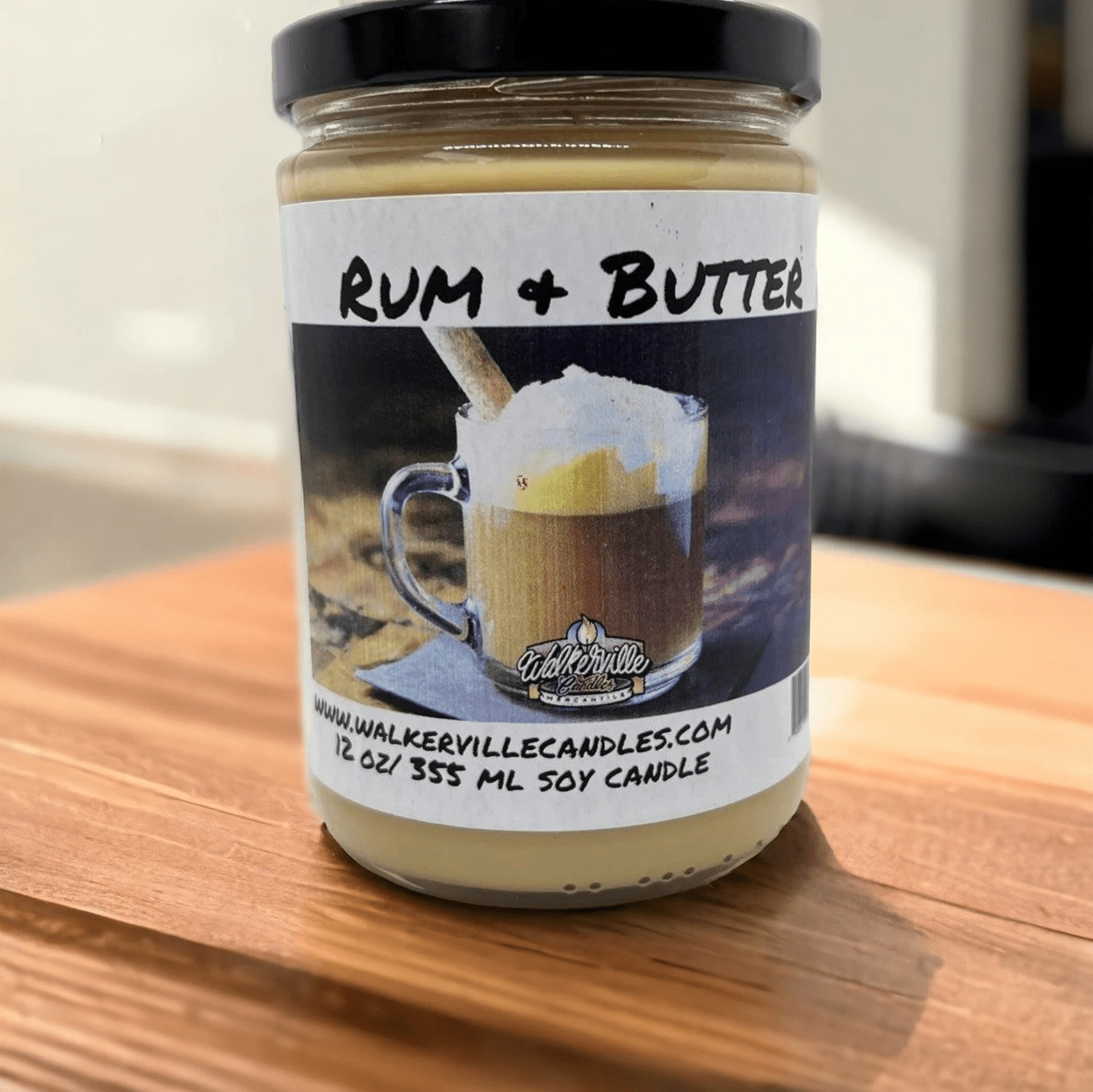 Rum & Butter Coconut Soy 12.5 oz/ 375 ml Candle Wood Wick - Walkerville Candles