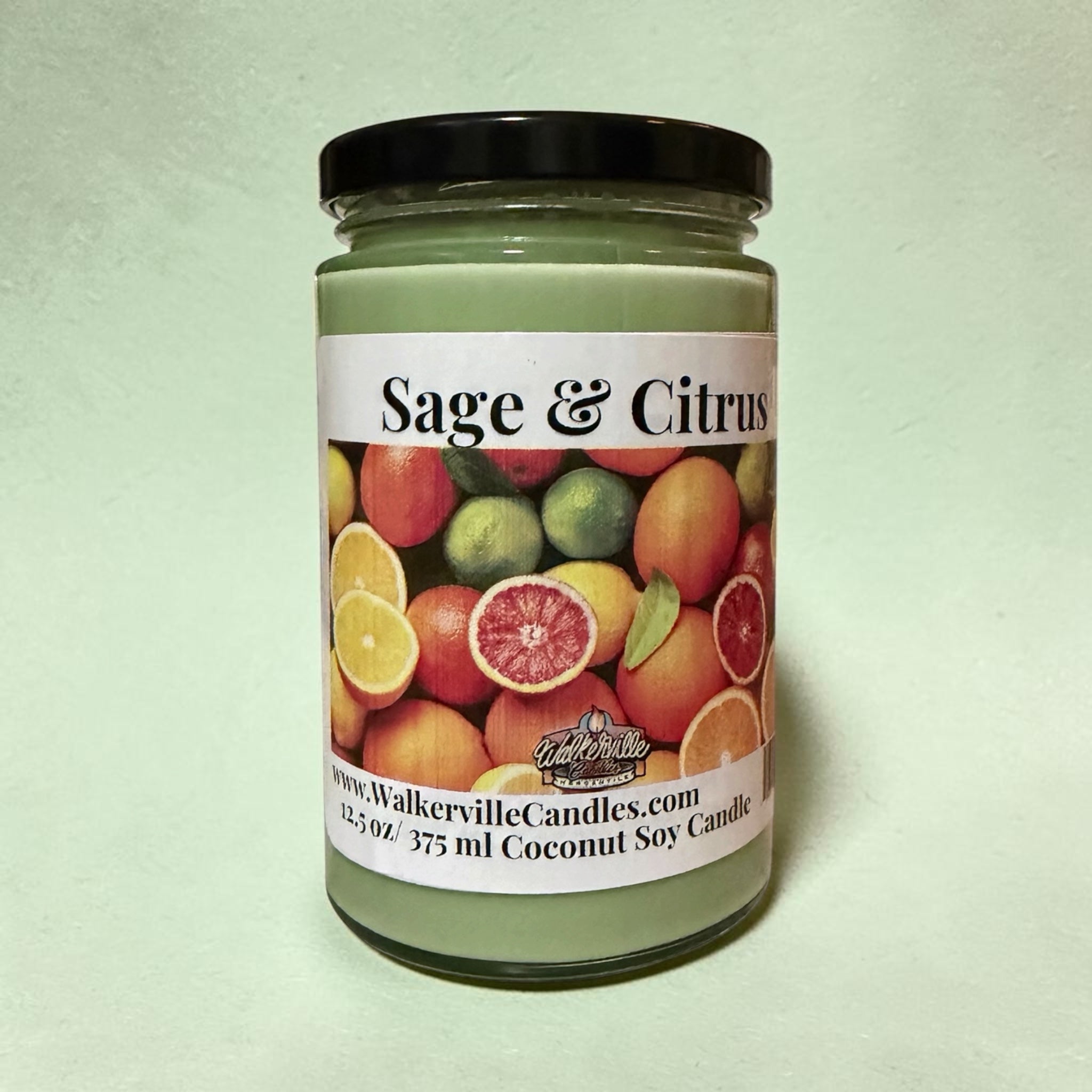 Sage & Citrus Coconut Soy 12.5 oz/ 375 ml Candle Wood Wick - Walkerville Candles