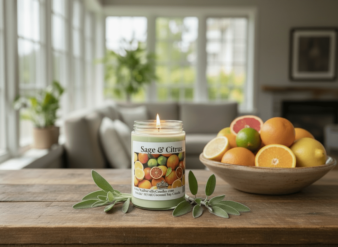 Sage & Citrus Coconut Soy 12.5 oz/ 375 ml Candle Wood Wick - Walkerville Candles