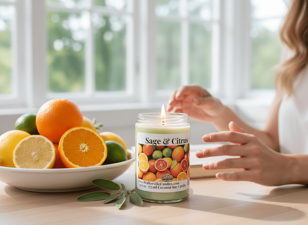 Sage & Citrus Coconut Soy 12.5 oz/ 375 ml Candle Wood Wick - Walkerville Candles