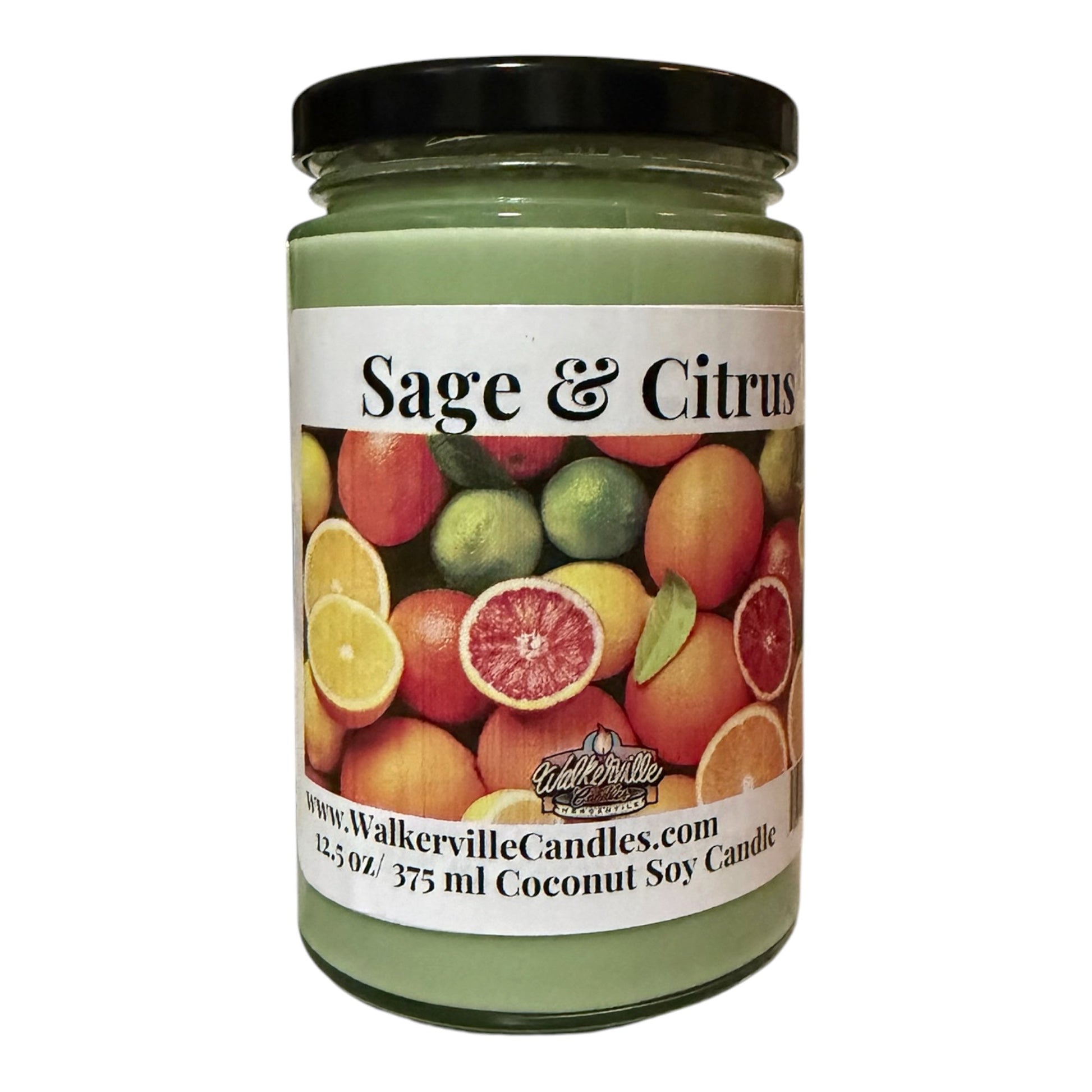 Sage & Citrus Coconut Soy 12.5 oz/ 375 ml Candle Wood Wick - Walkerville Candles