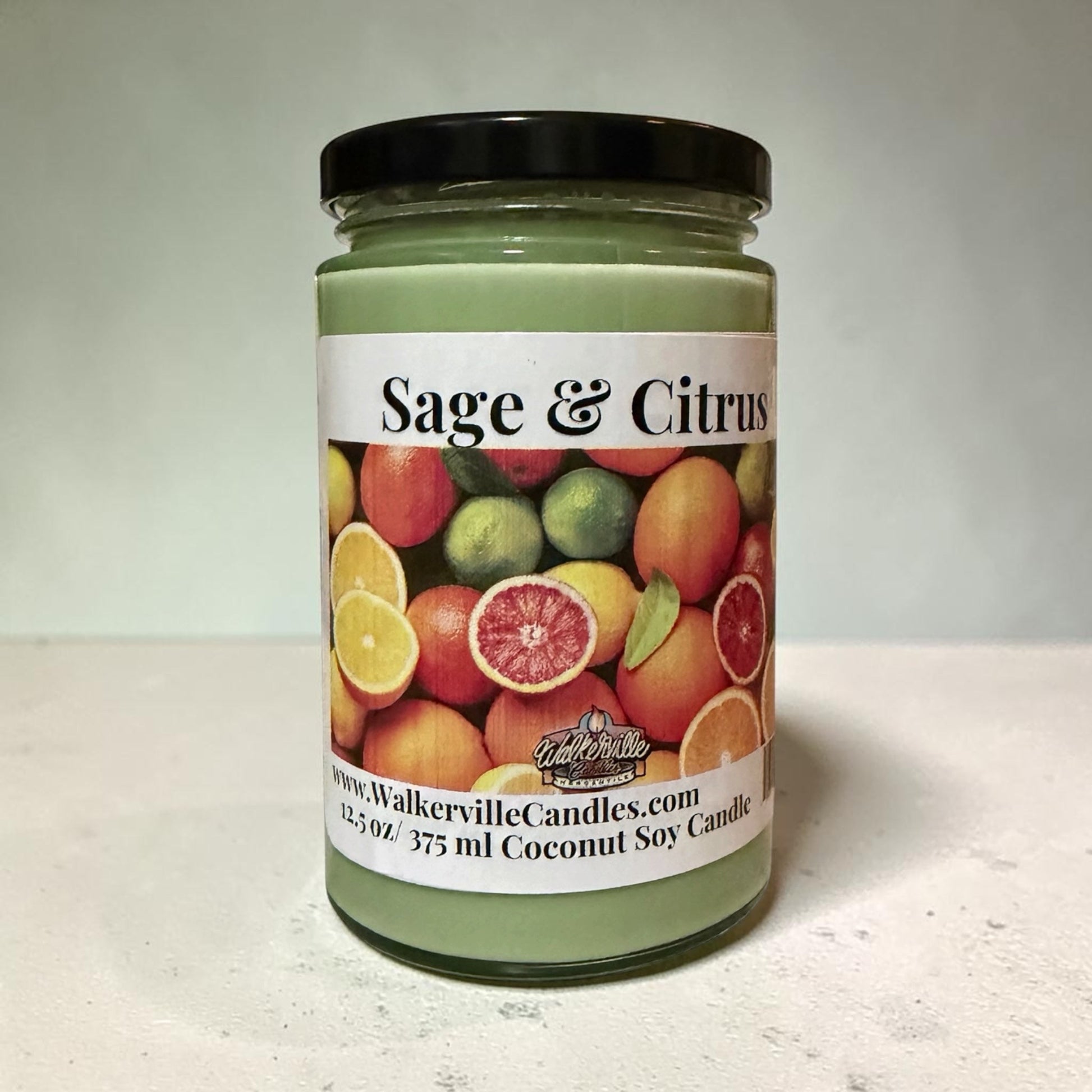 Sage & Citrus Coconut Soy 12.5 oz/ 375 ml Candle Wood Wick - Walkerville Candles