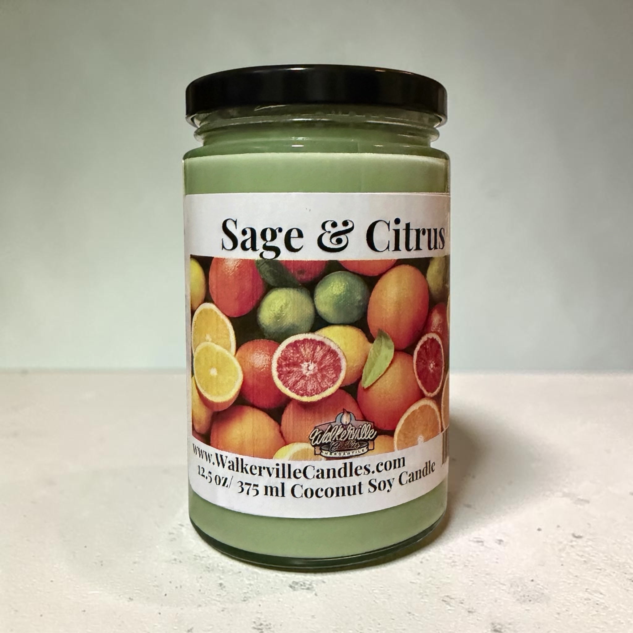 Sage & Citrus Coconut Soy 12.5 oz/ 375 ml Candle Wood Wick - Walkerville Candles