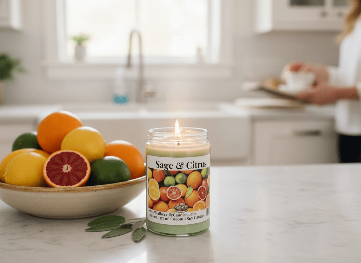 Sage & Citrus Coconut Soy 12.5 oz/ 375 ml Candle Wood Wick - Walkerville Candles