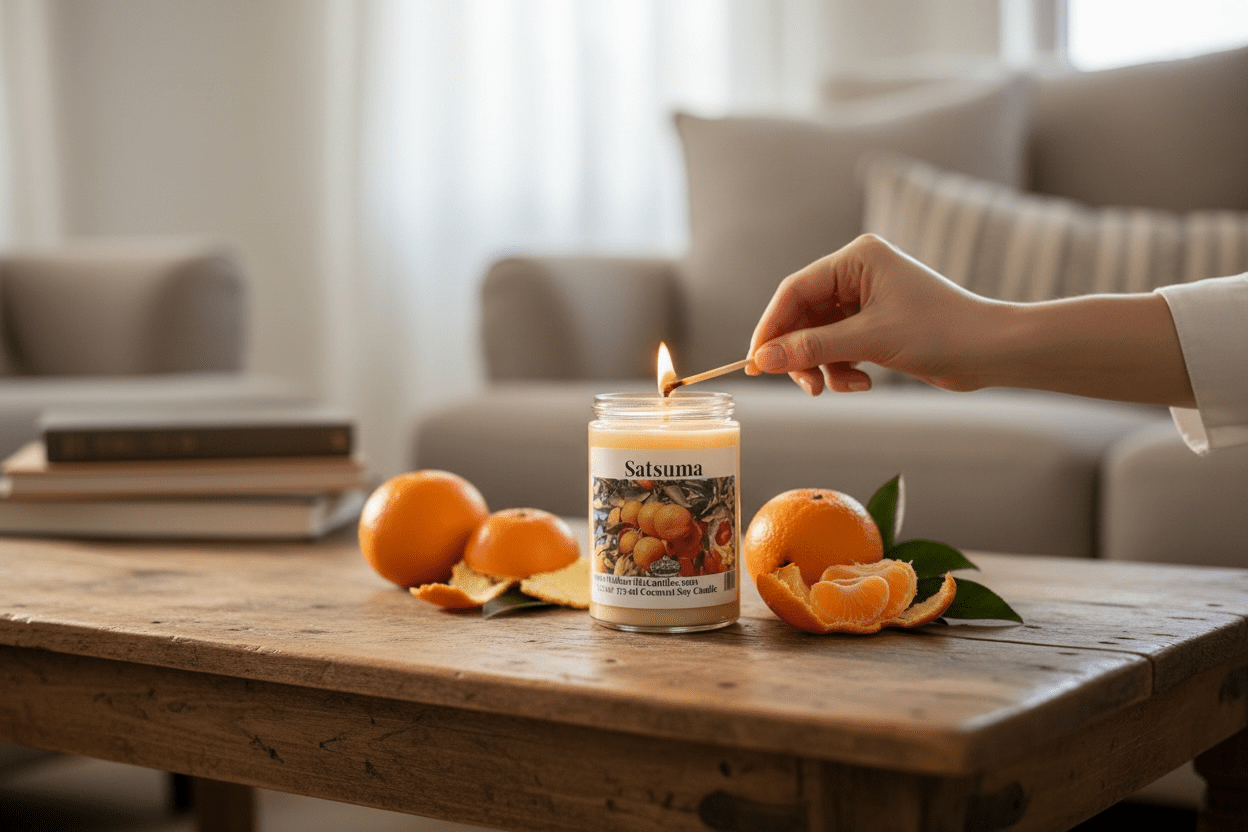 Satsuma Coconut Soy 12.5 oz/ 375 ml Candle Wood Wick - Walkerville Candles