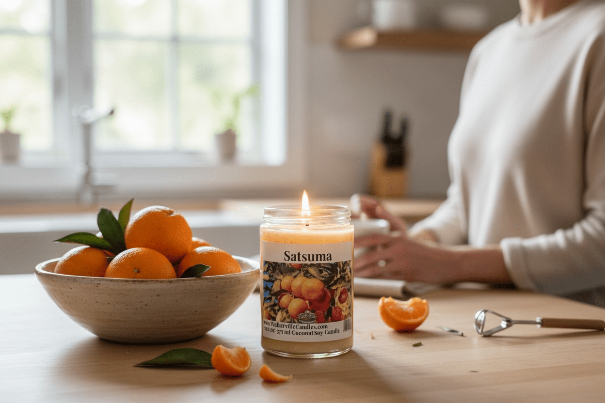 Satsuma Coconut Soy 12.5 oz/ 375 ml Candle Wood Wick - Walkerville Candles