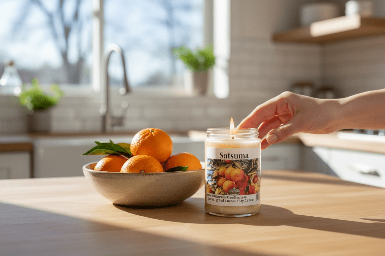 Satsuma Coconut Soy 12.5 oz/ 375 ml Candle Wood Wick - Walkerville Candles