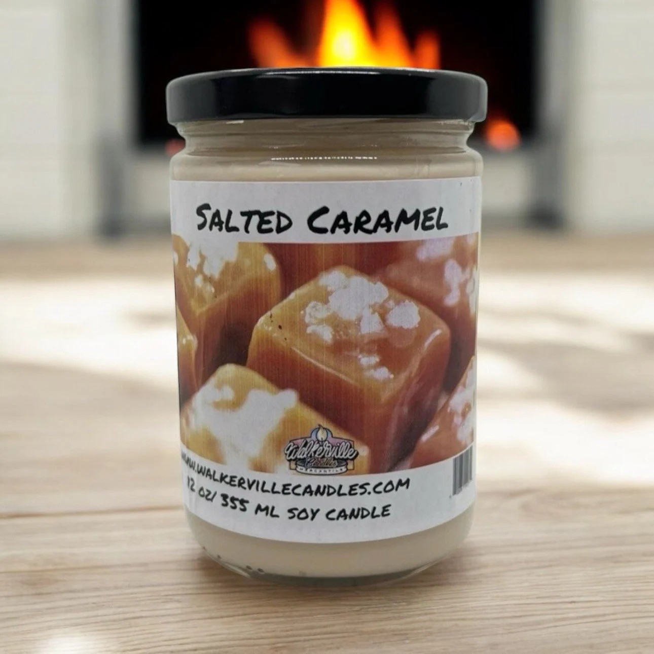 Salted Caramel 100% Coconut Soy Eco-friendly 12 oz Candle Wood Wick
