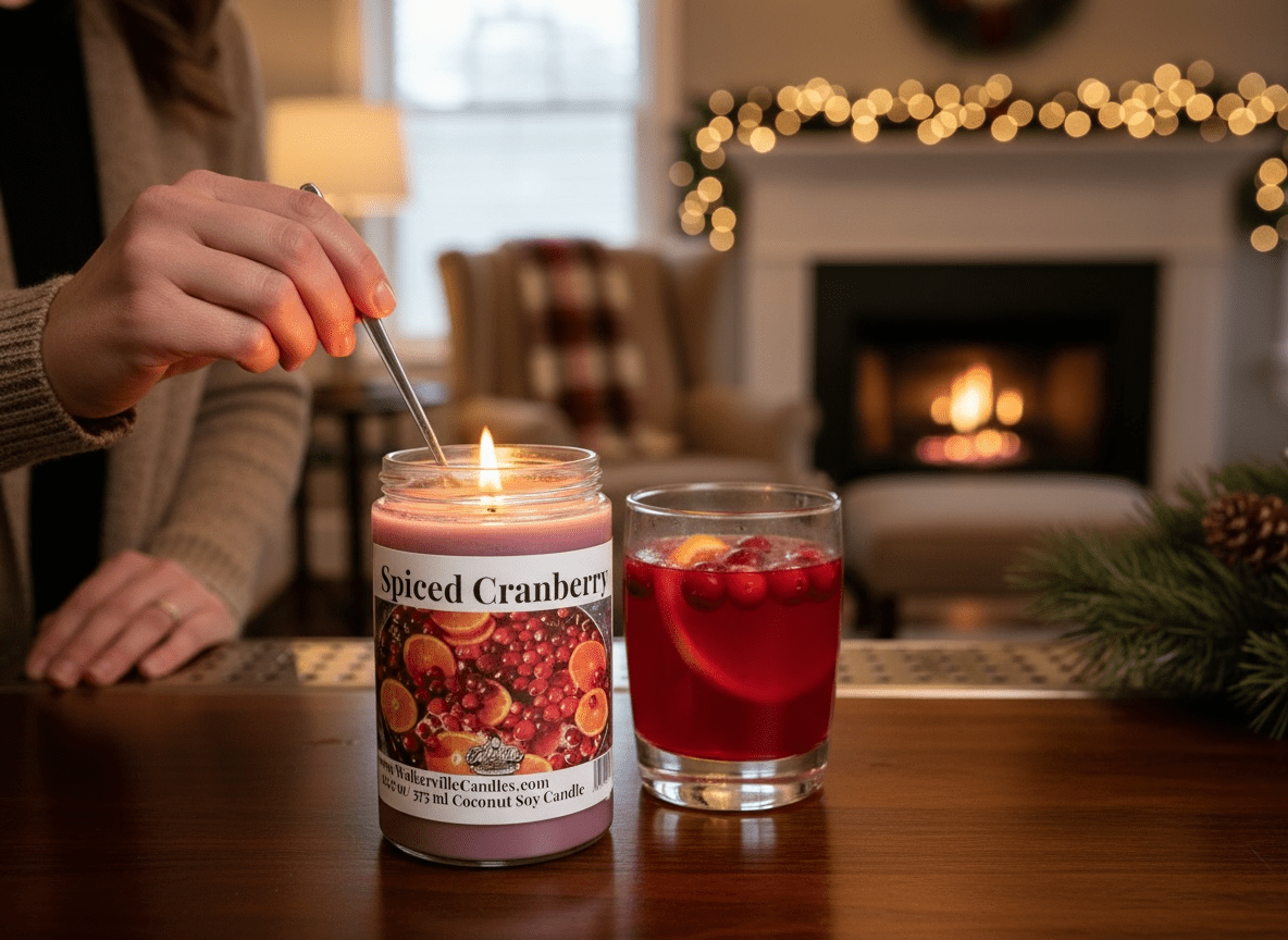 Spiced Cranberry Coconut Soy 12.5 oz/ 375 ml Candle Wood Wick - Walkerville Candles