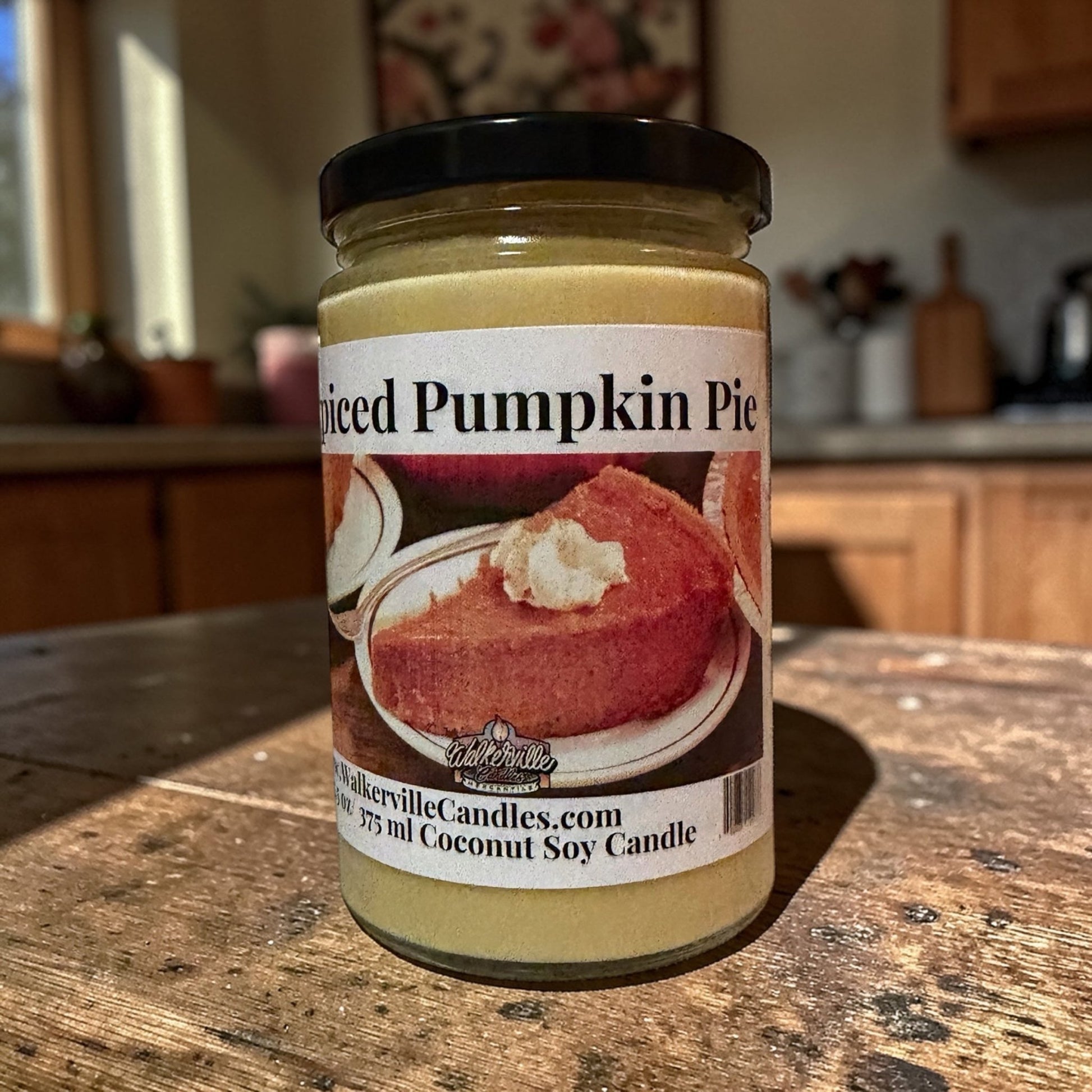 Spiced Pumpkin Pie Coconut Soy 12.5 oz/ 375 ml Candle Wood Wick - Walkerville Candles
