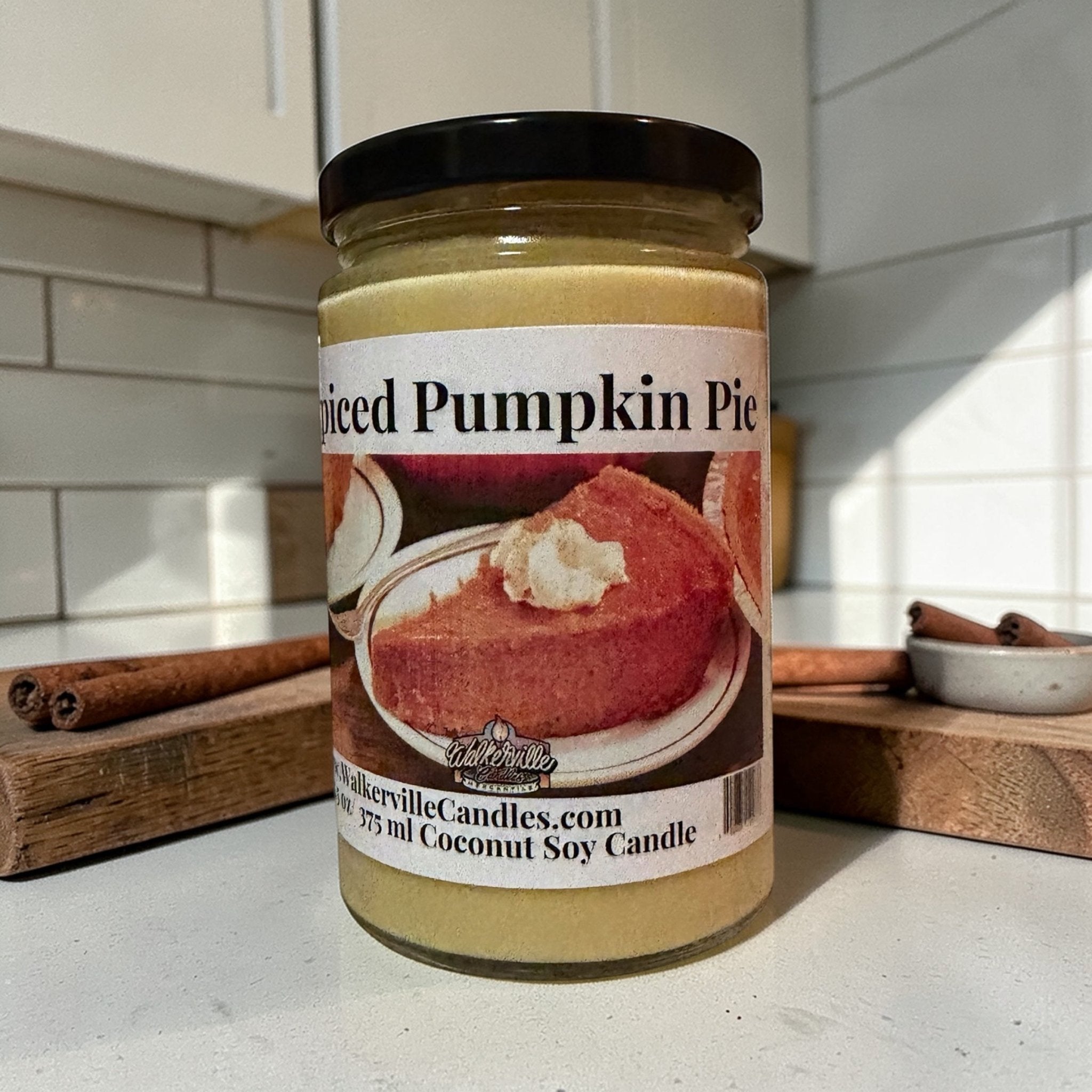 Spiced Pumpkin Pie Coconut Soy 12.5 oz/ 375 ml Candle Wood Wick - Walkerville Candles