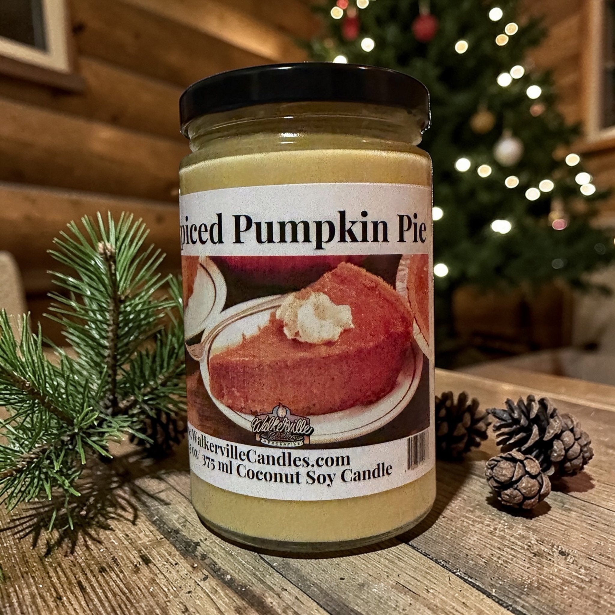 Spiced Pumpkin Pie Coconut Soy 12.5 oz/ 375 ml Candle Wood Wick - Walkerville Candles