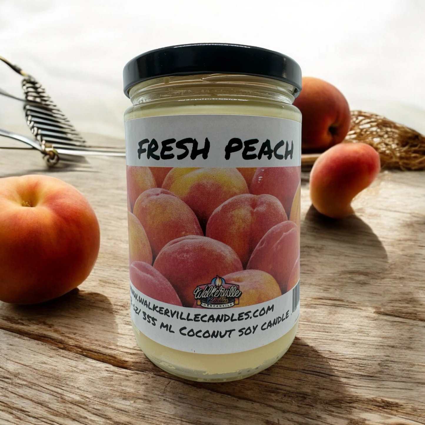 Fresh Peach 100% Coconut Soy Eco-friendly 12 oz Candle