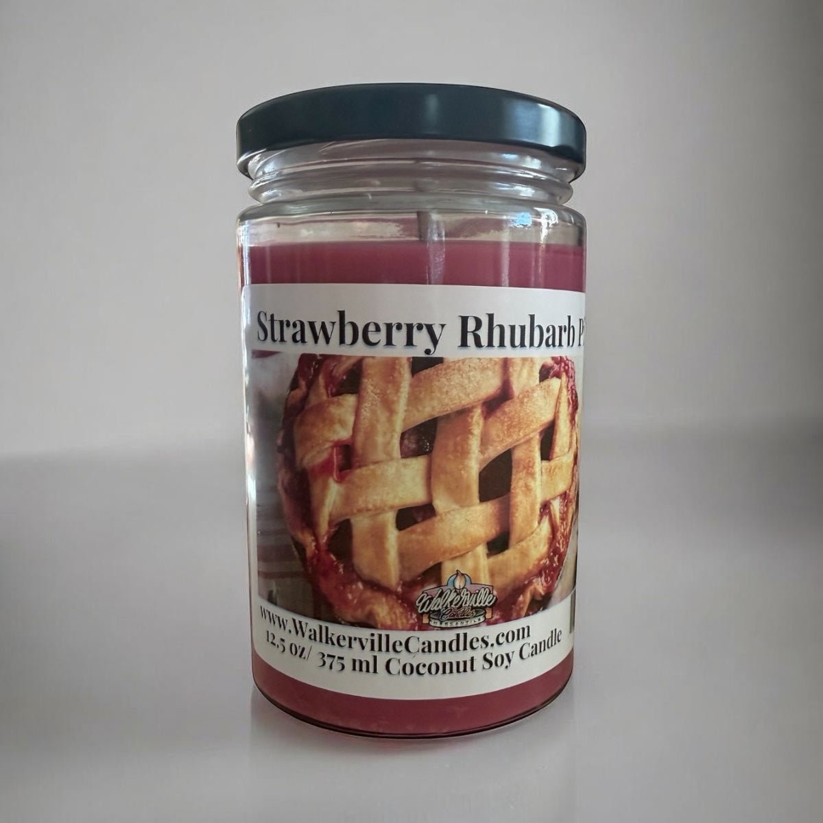 Strawberry Rhubarb Pie Coconut Soy 12.5 oz/ 375 ml Candle Wood Wick - Walkerville Candles