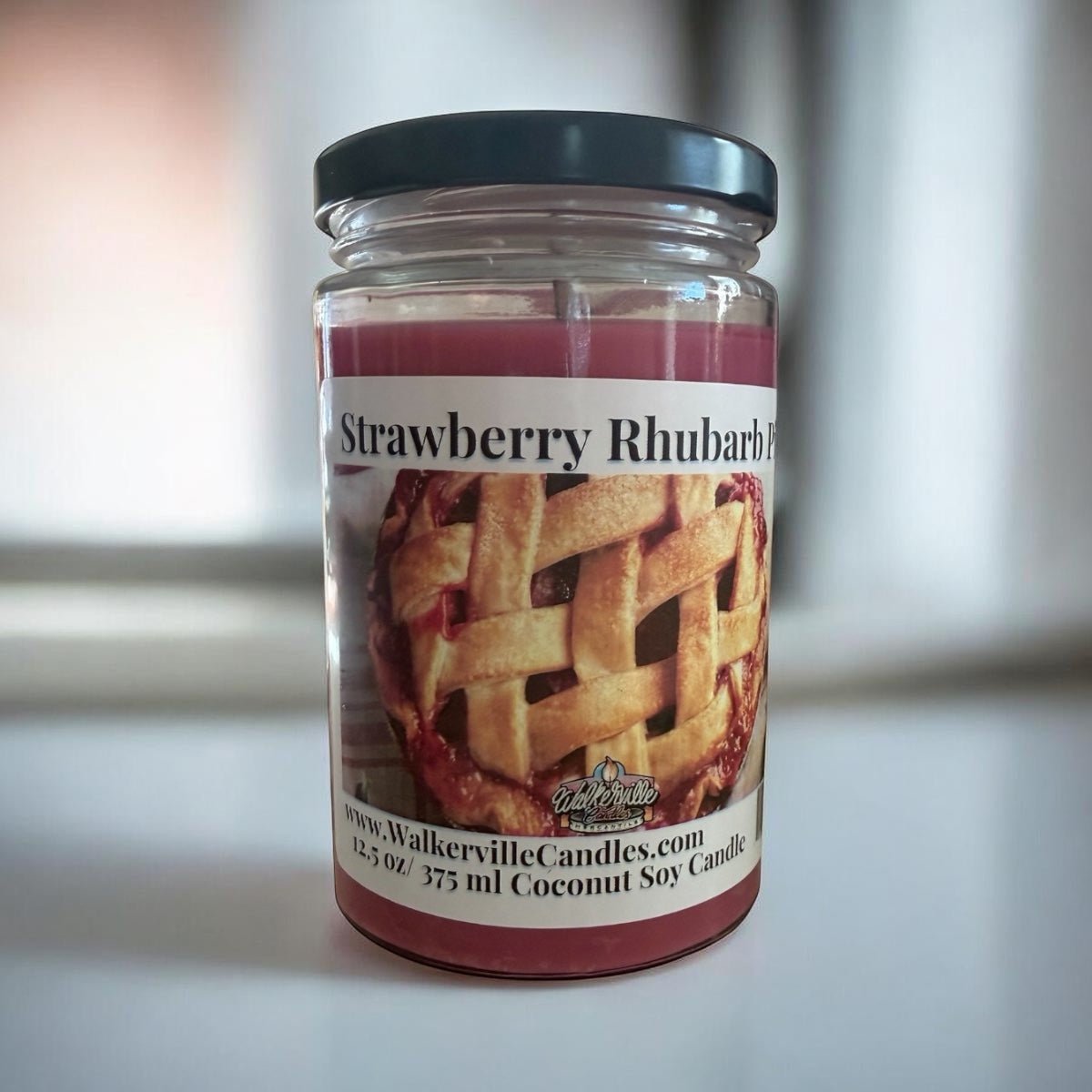 Strawberry Rhubarb Pie Coconut Soy 12.5 oz/ 375 ml Candle Wood Wick - Walkerville Candles